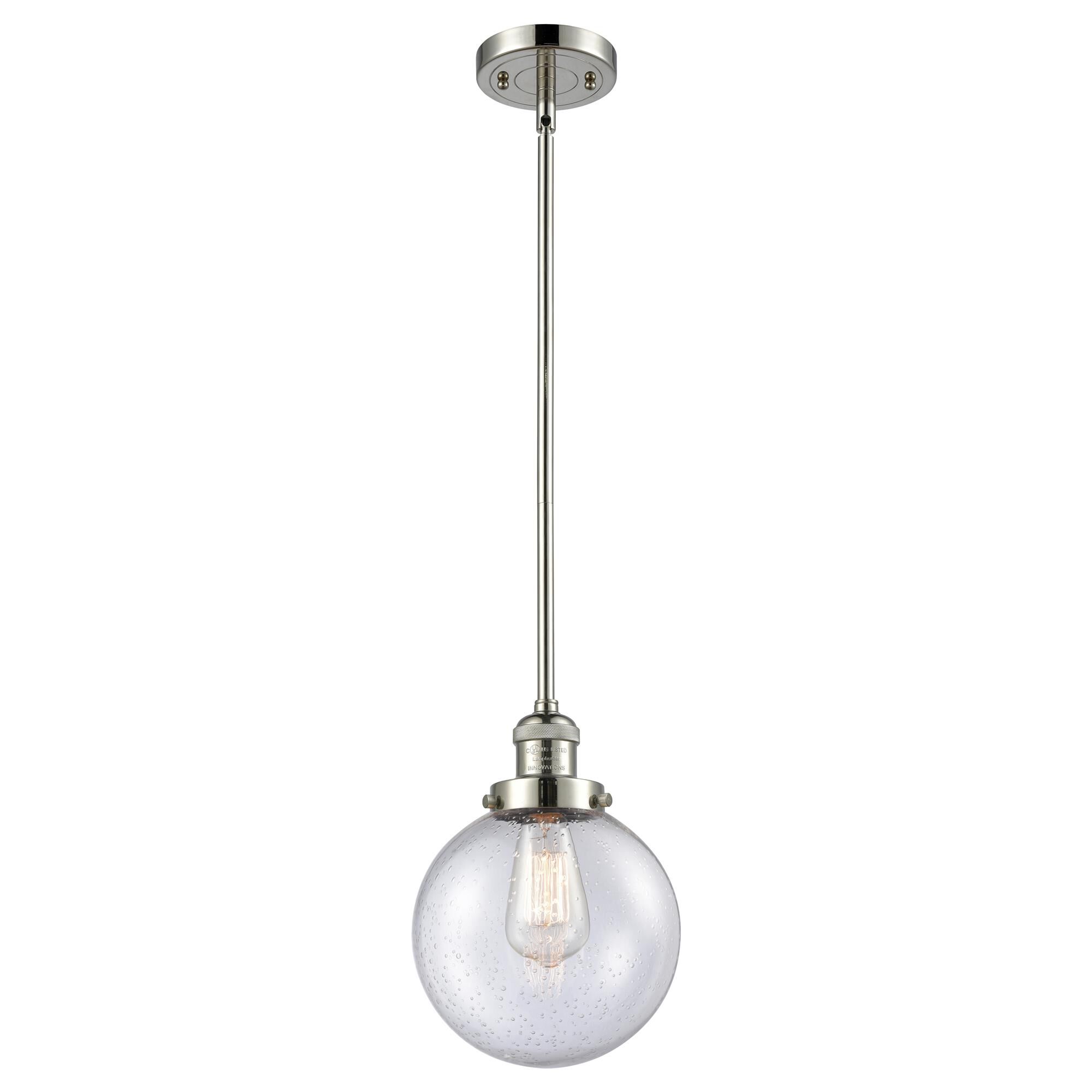 Shown in Polished Nickel finish and Seedy glass