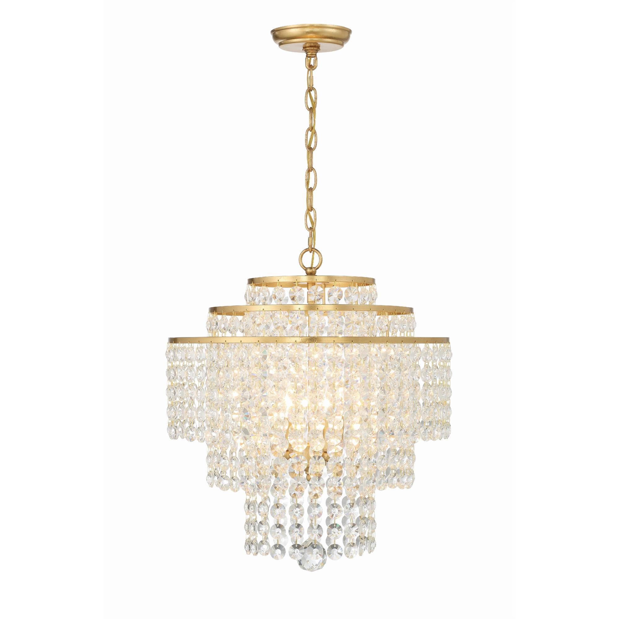 Shown in Antique Gold finish and Hand Cut crystal