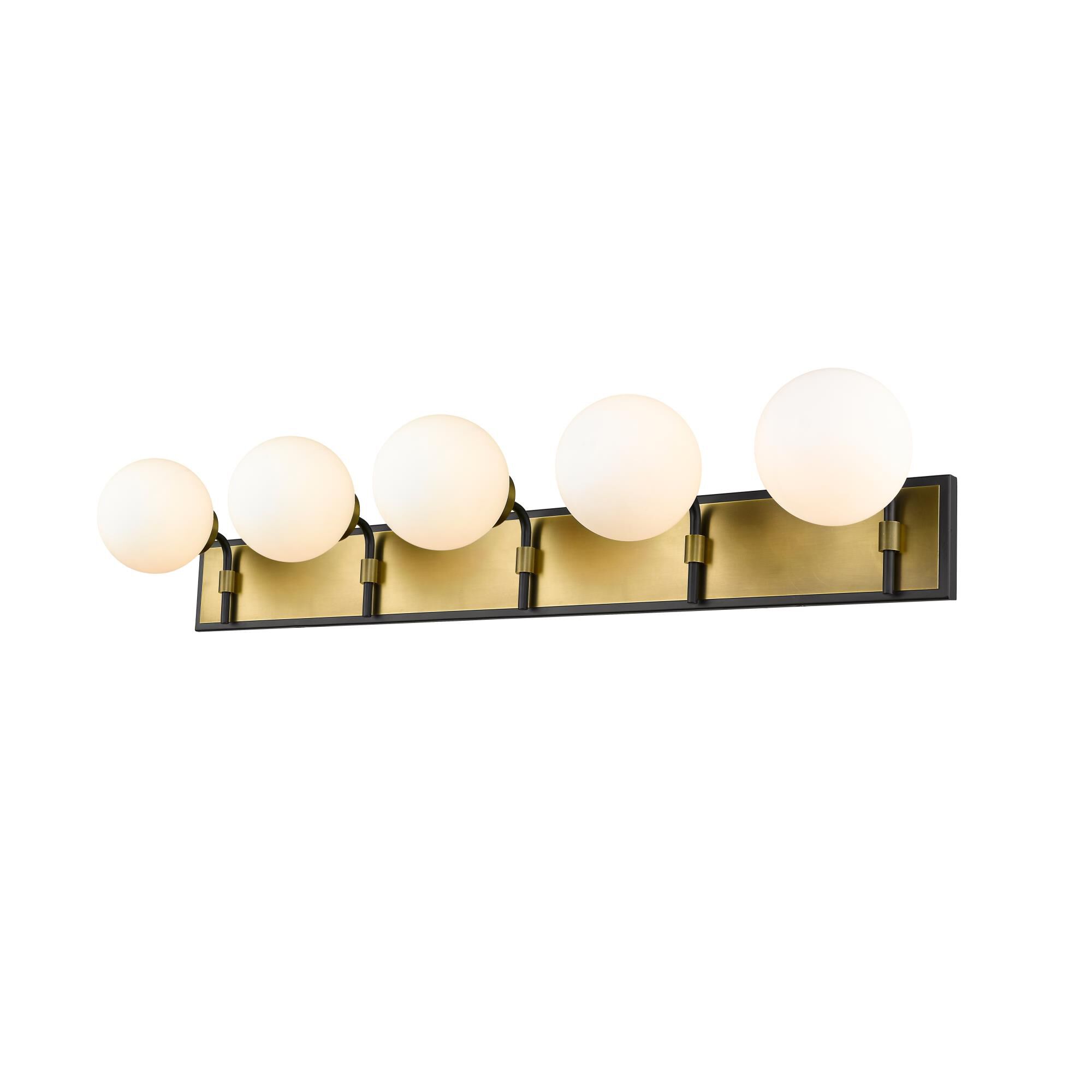 Shown in Matte Black + Olde Brass finish and Glass shade
