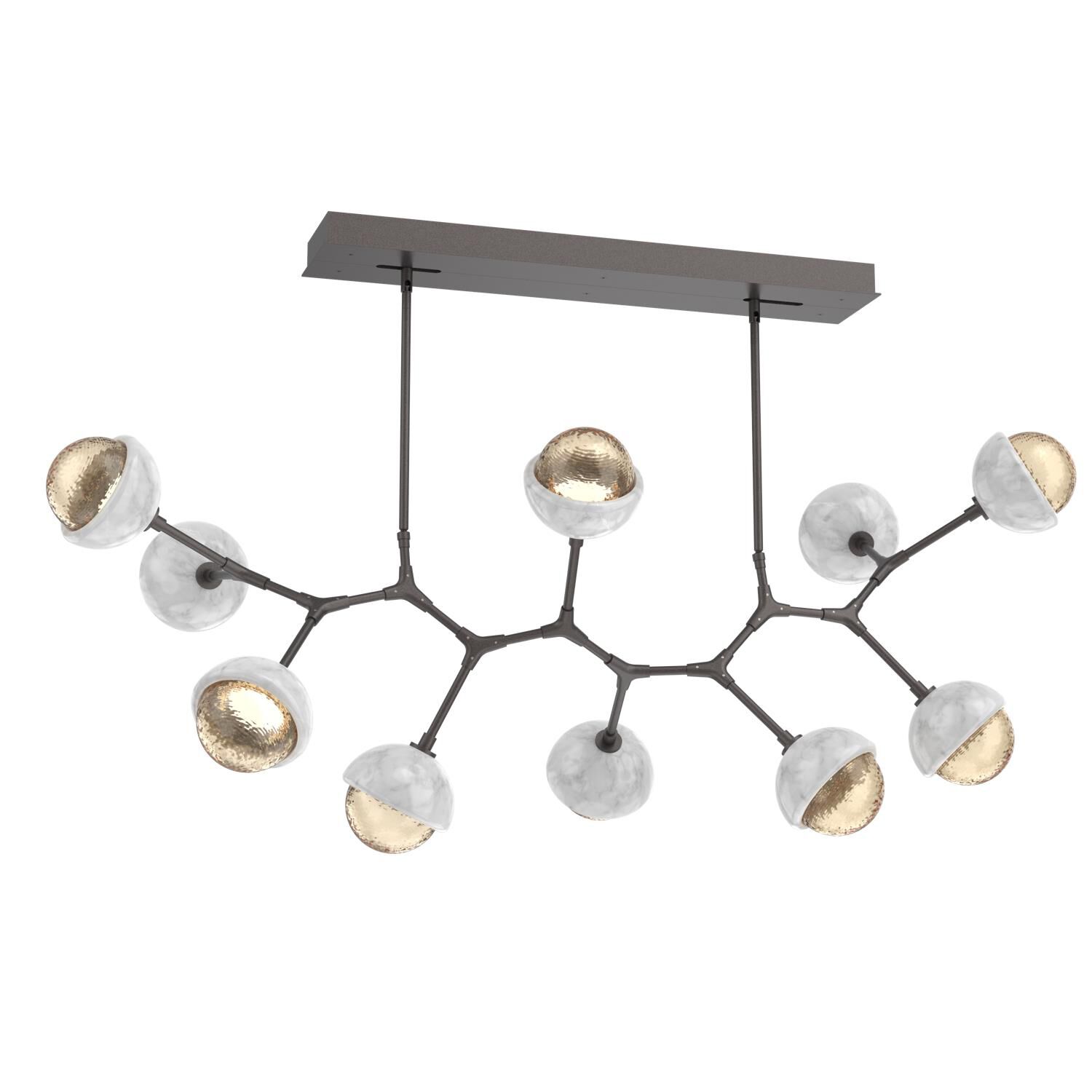 Shown in Graphite finish and Amber glass and White Marble accent