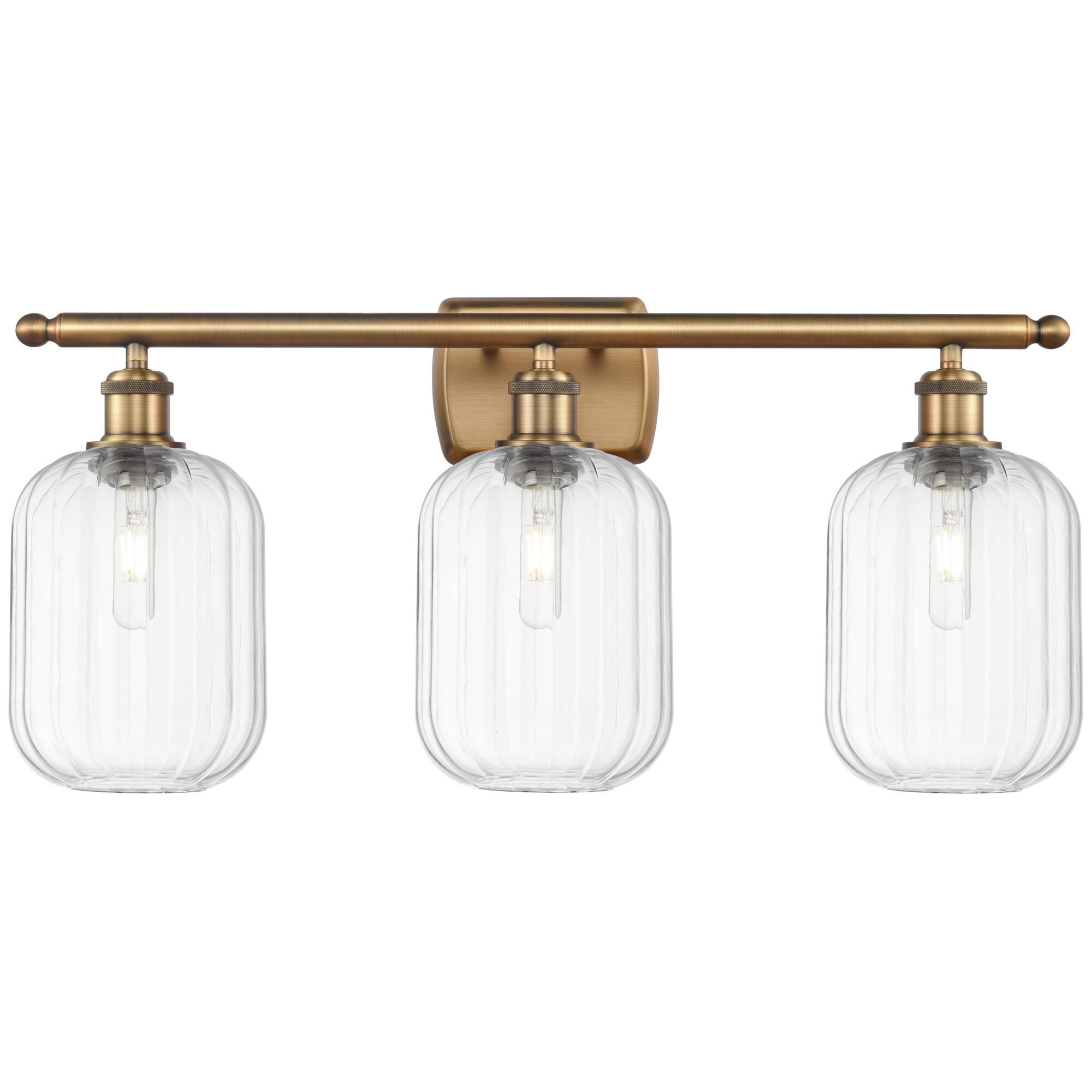 Shown in Brushed Brass finish and Clear glass