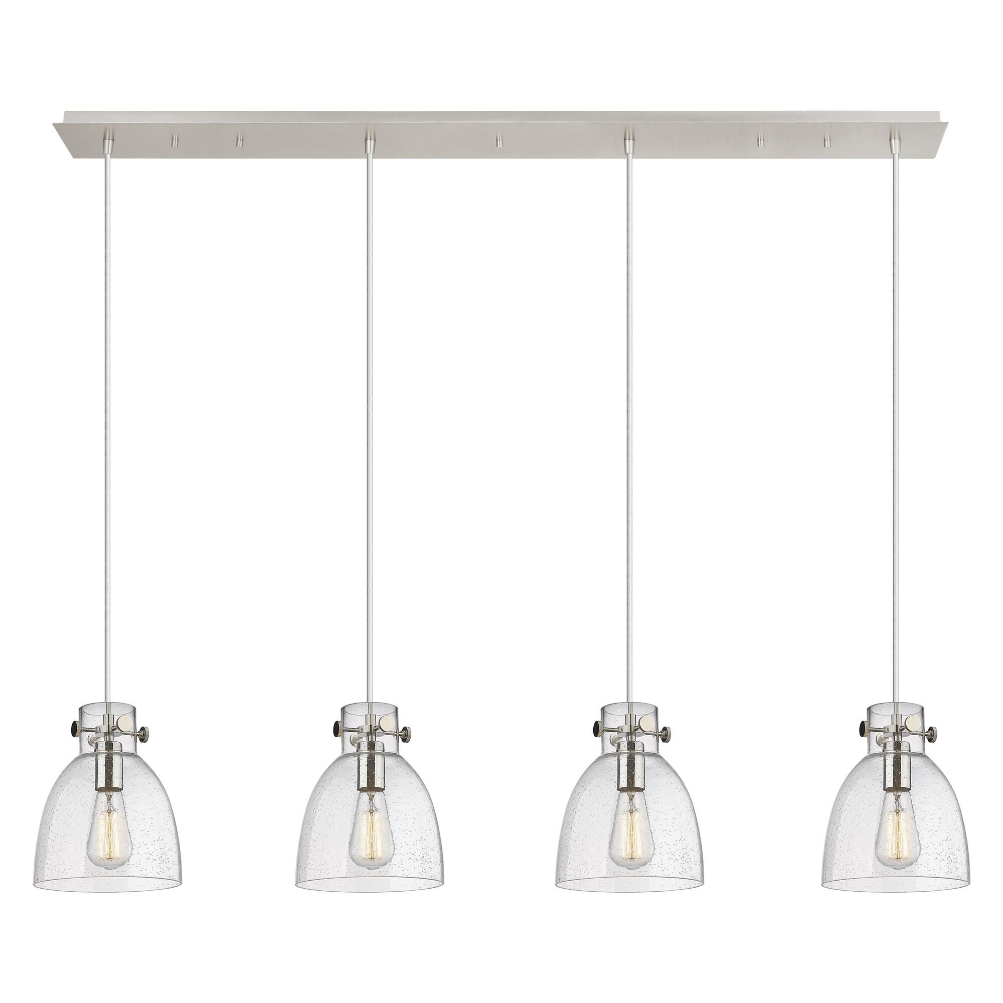 Shown in Polished Nickel finish and Seedy glass and Seedy Glass shade