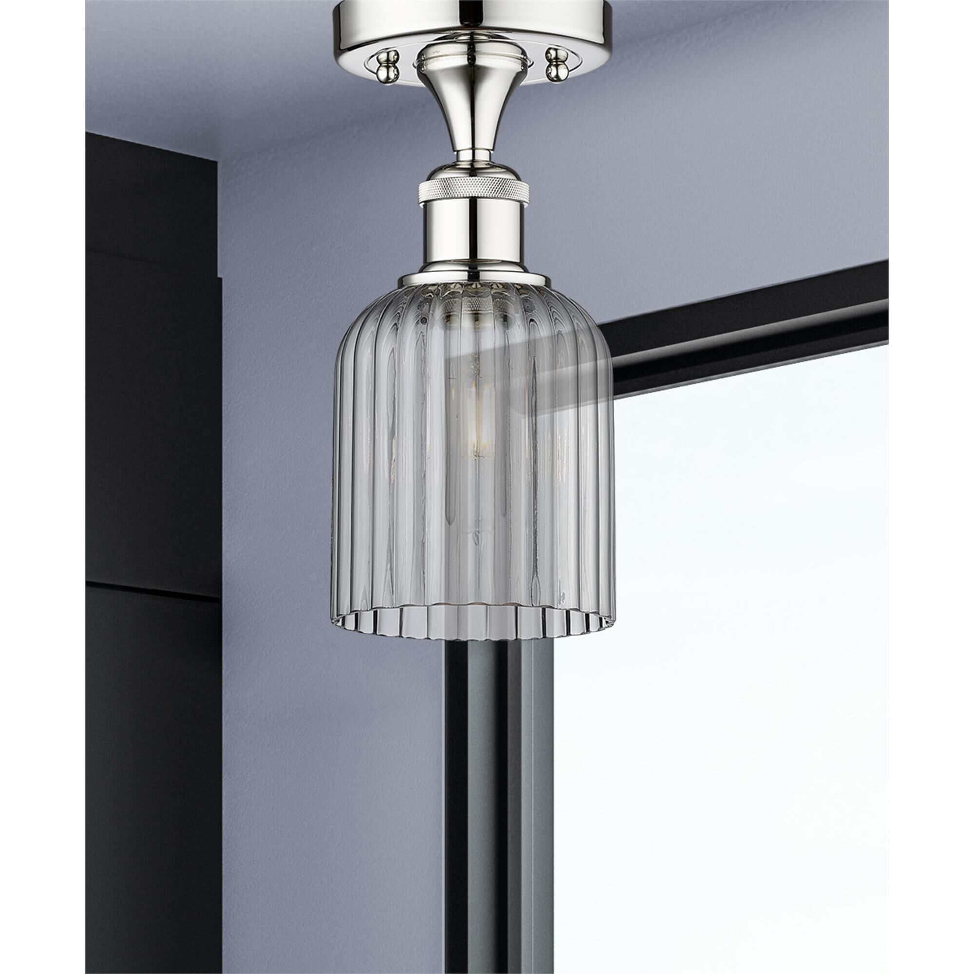 Shown in Polished Chrome finish and Light Smoke glass