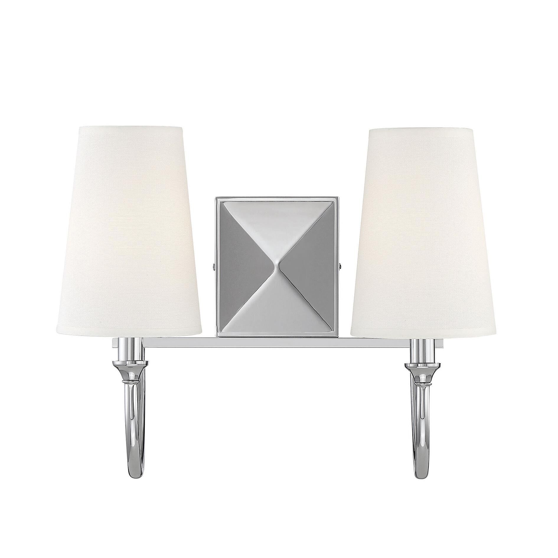 Shown in Polished Nickel finish and White Fabric shade