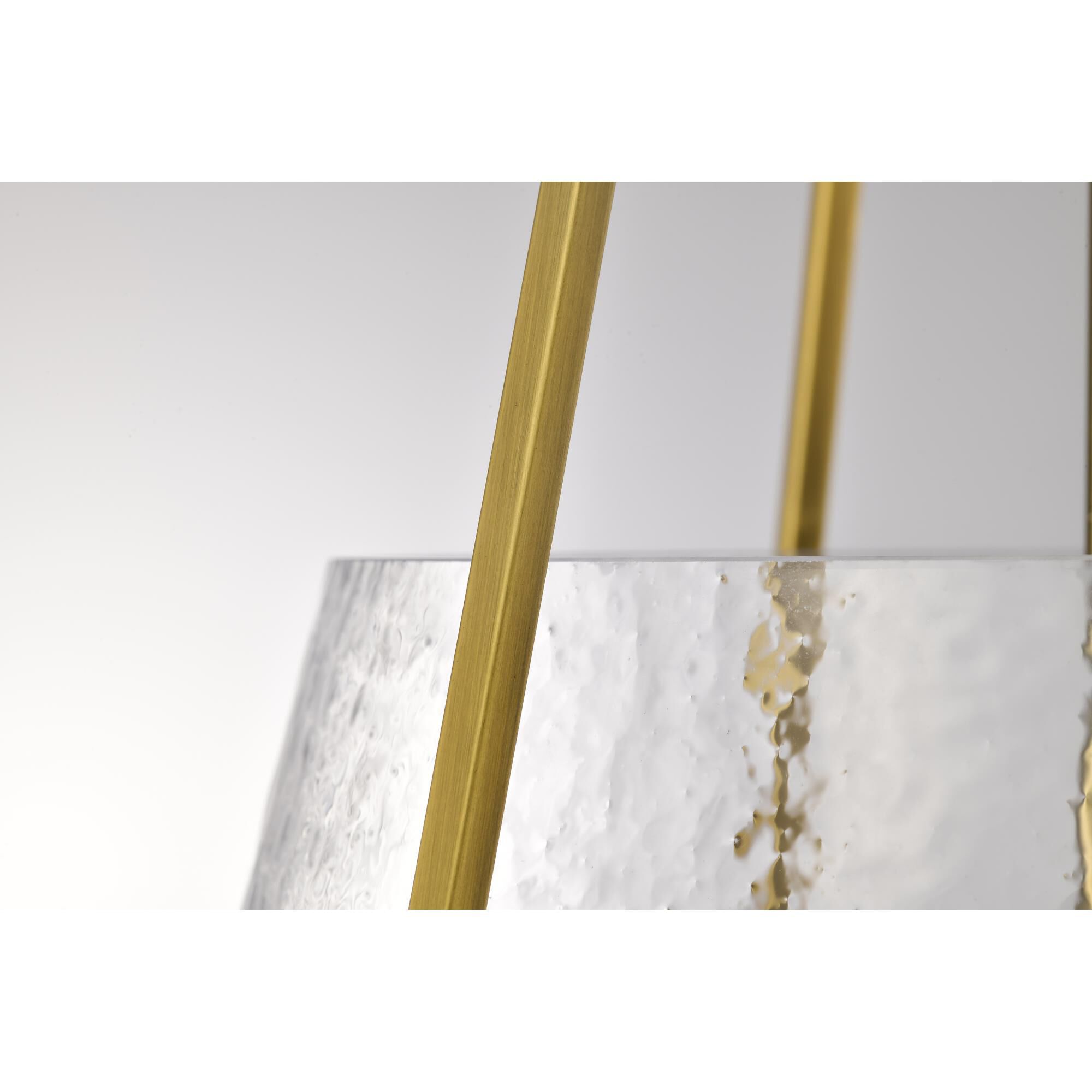 Shown in Vintage Brass finish and Hammered glass