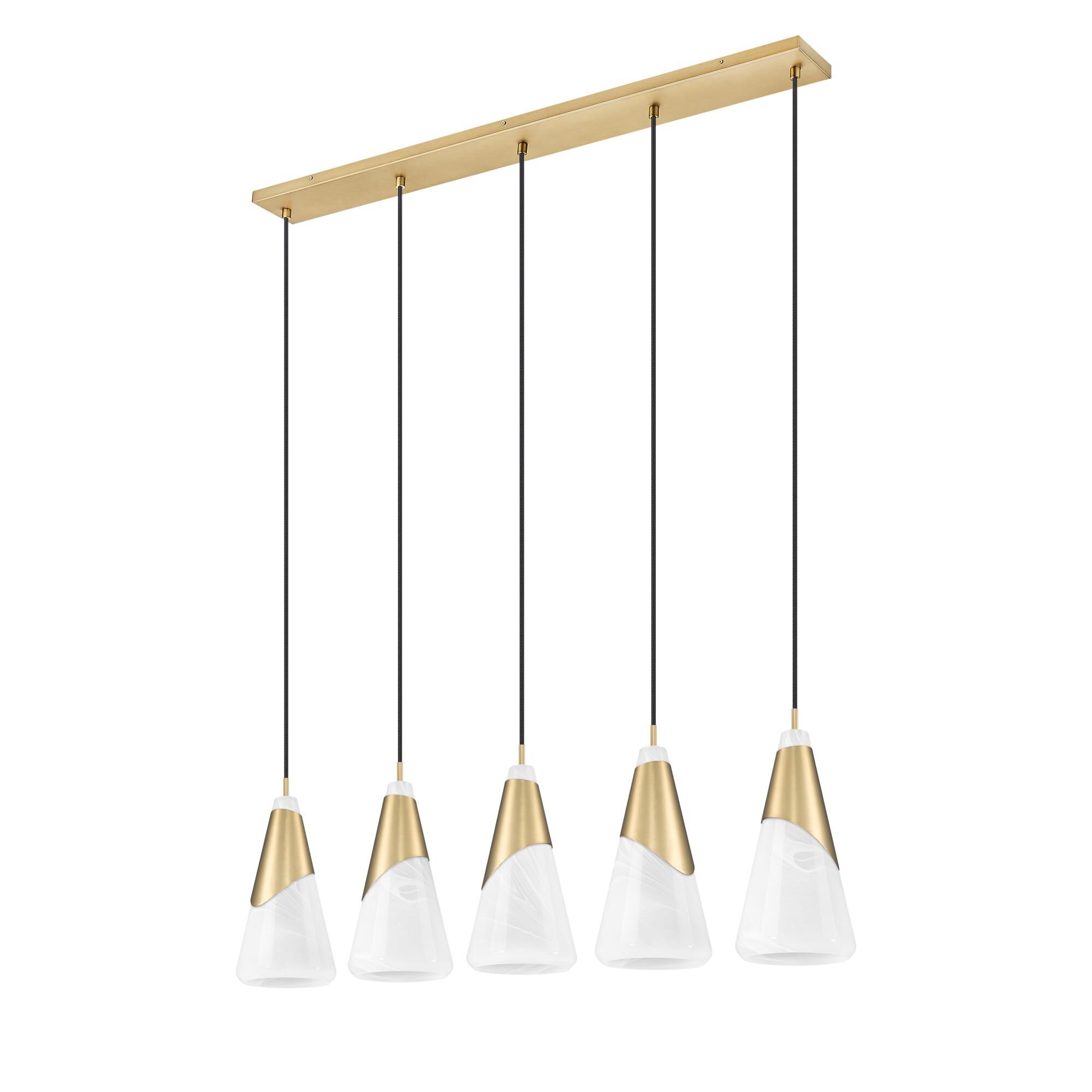 Shown in Modern Gold finish and White Swirl glass and White Swirl shade