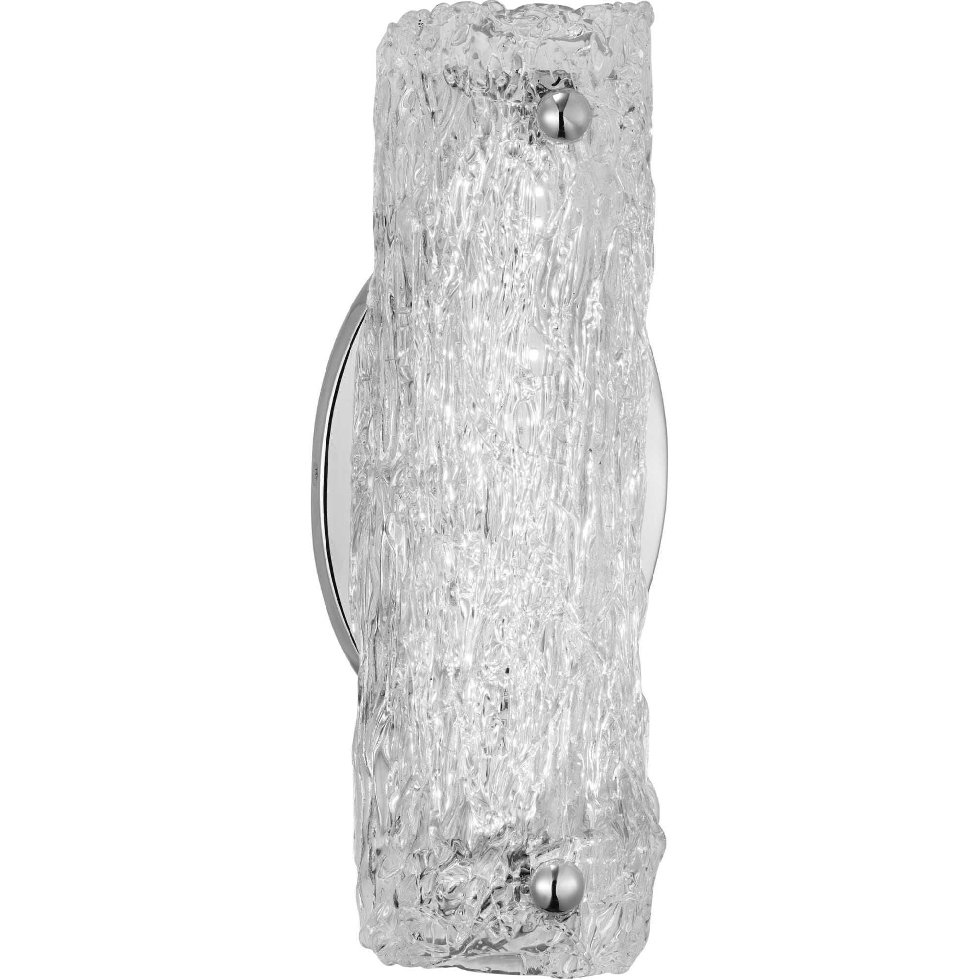 Shown in Polished Chrome finish and Clear Pattern glass