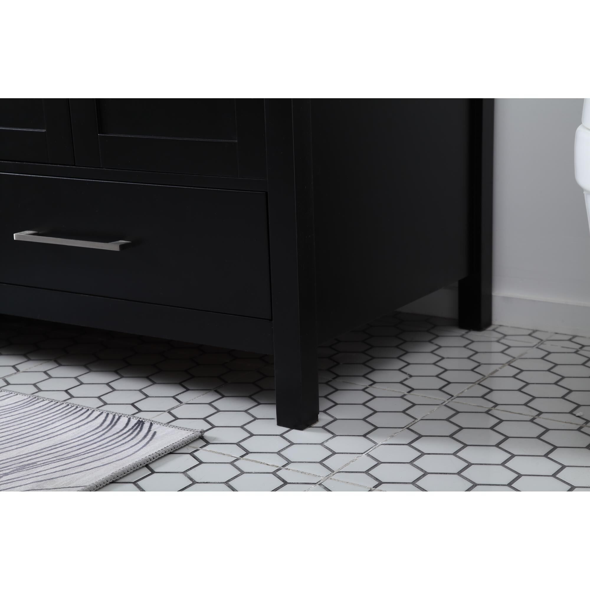 Shown in Black And Brushed Nickel With Carrara White Marble finish