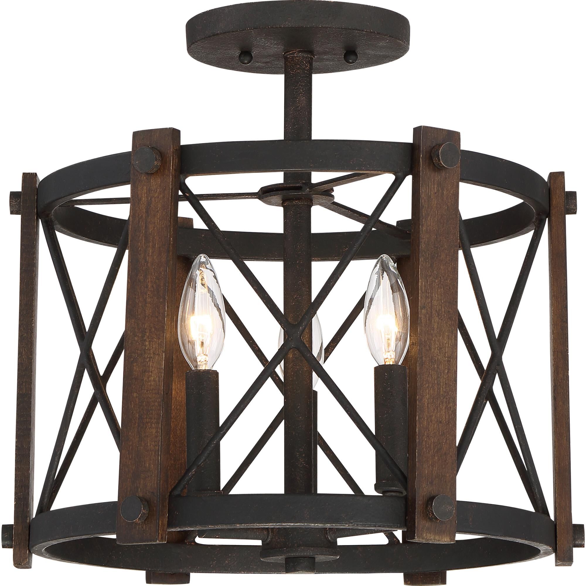 Baron 15 Inch 3 Light Semi Flush Mount by Quoizel