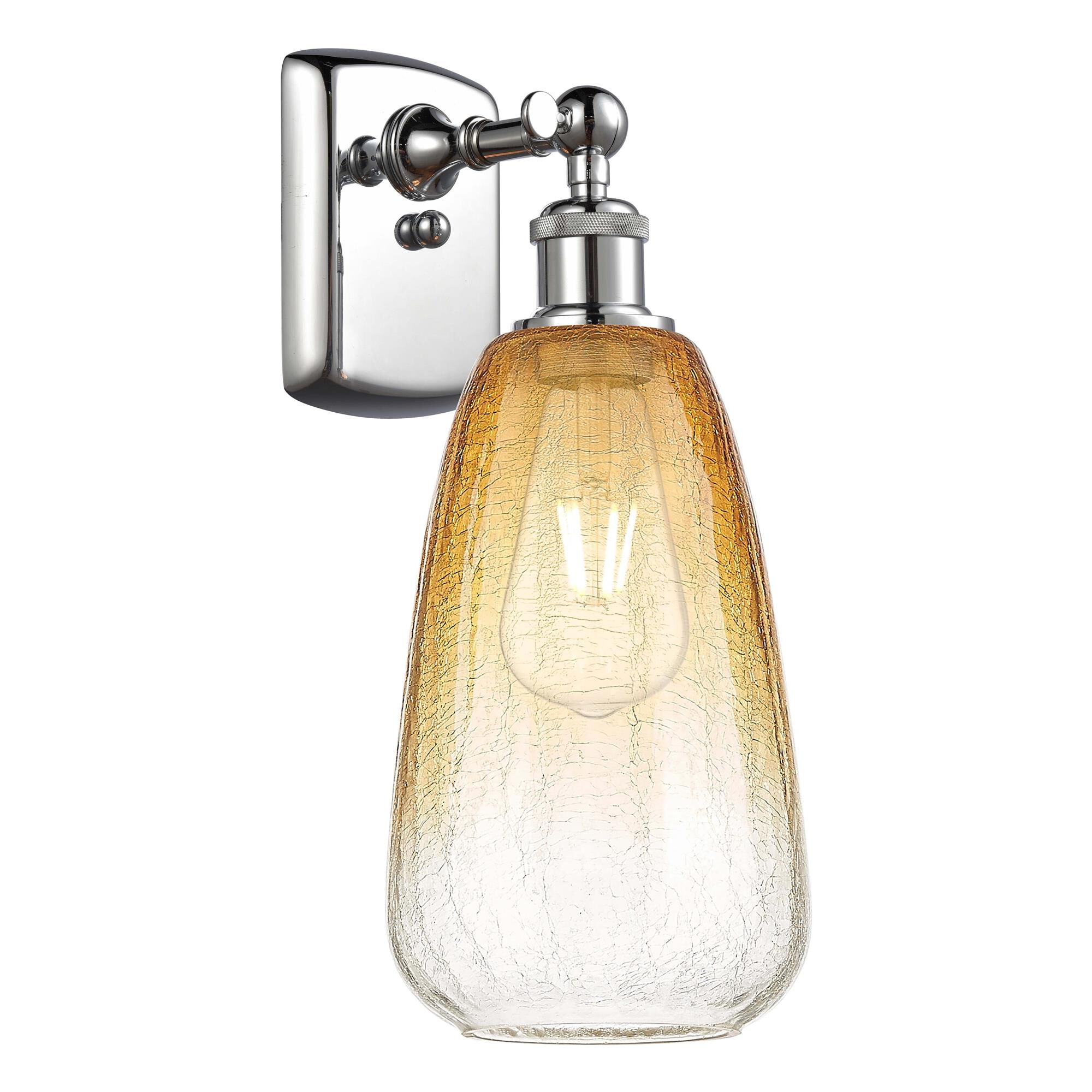 Shown in Polished Chrome finish and Amber glass
