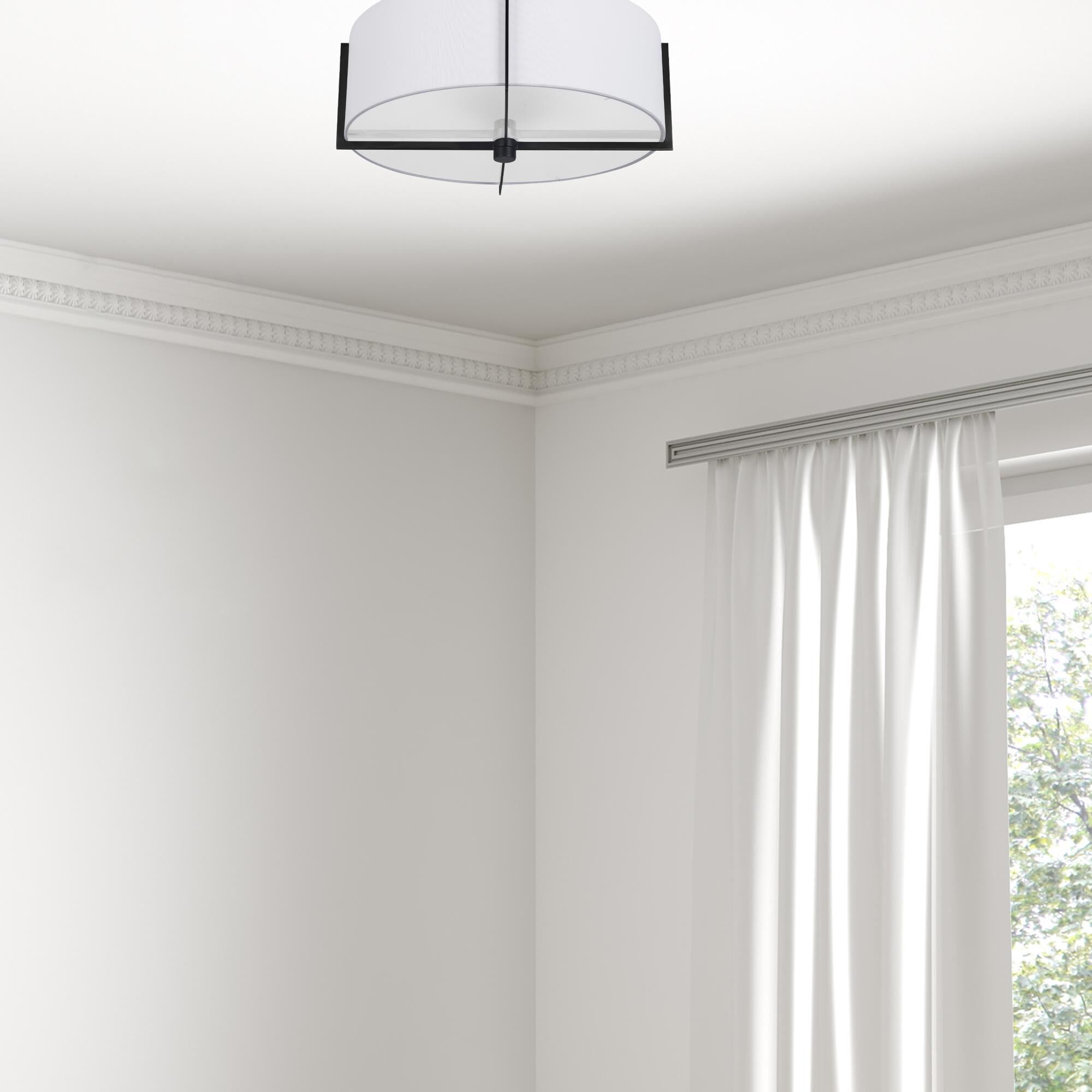 Shown in White and Black finish and White Fabric Drum shade