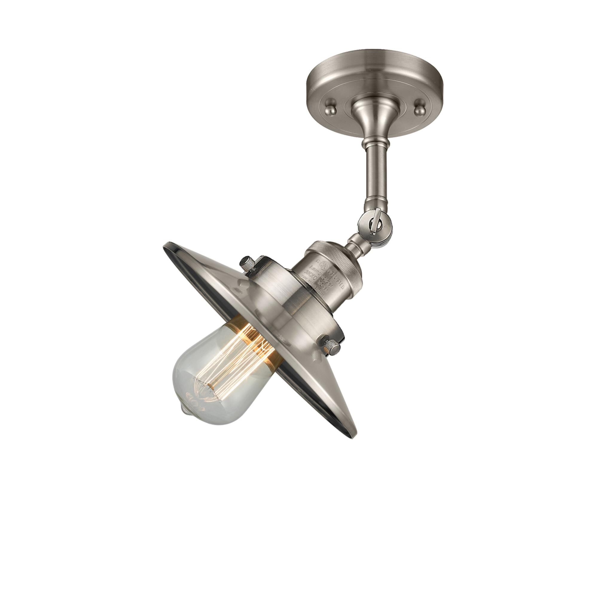 Shown in Brushed Satin Nickel finish and Brushed Satin Nickel shade