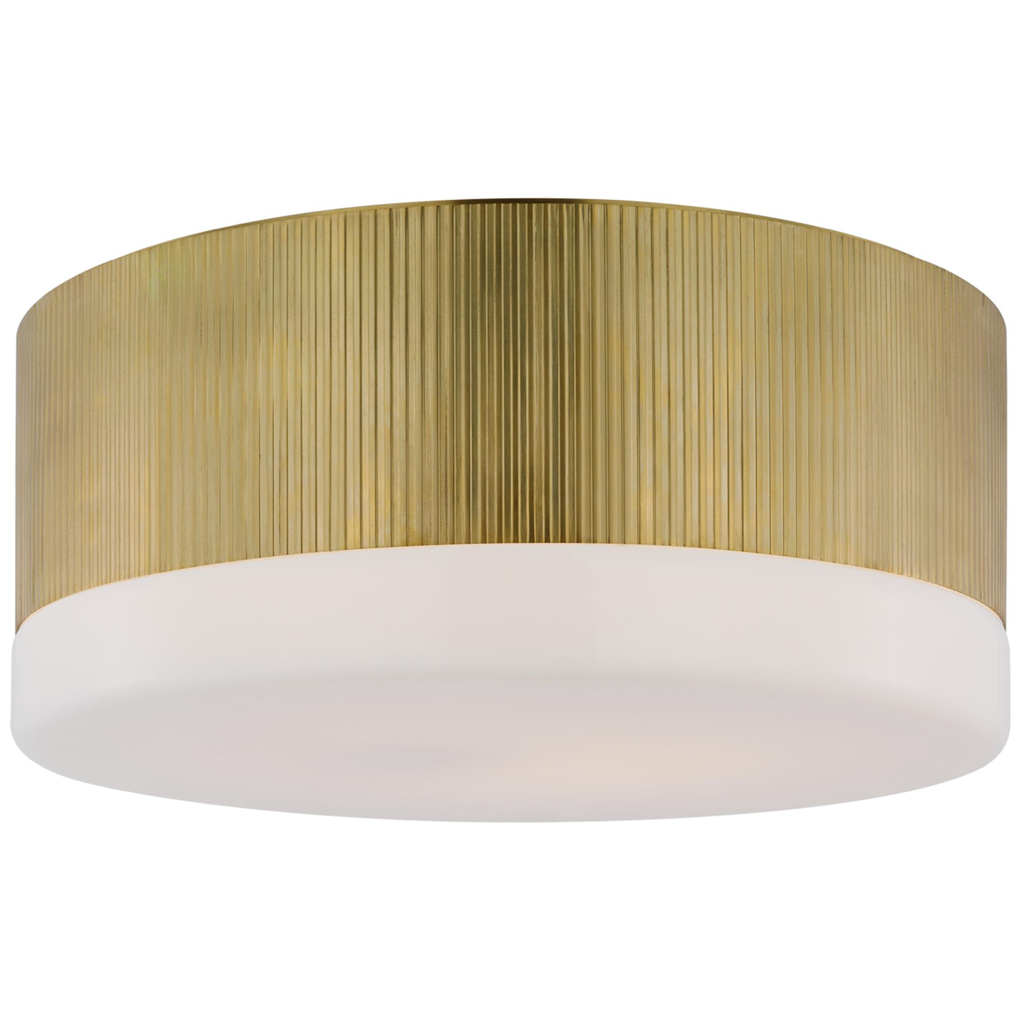 Shown in Hand-Rubbed Antique Brass finish and White glass
