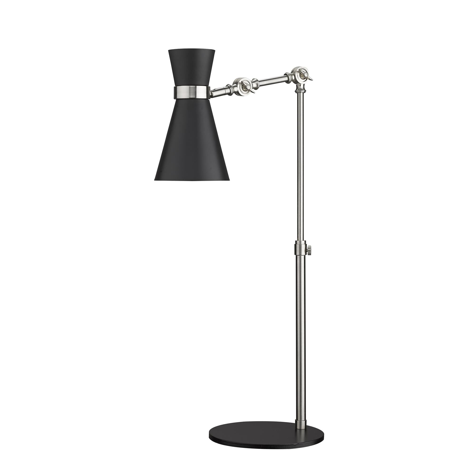 Shown in Matte Black + Brushed Nickel finish and Metal glass and Metal shade