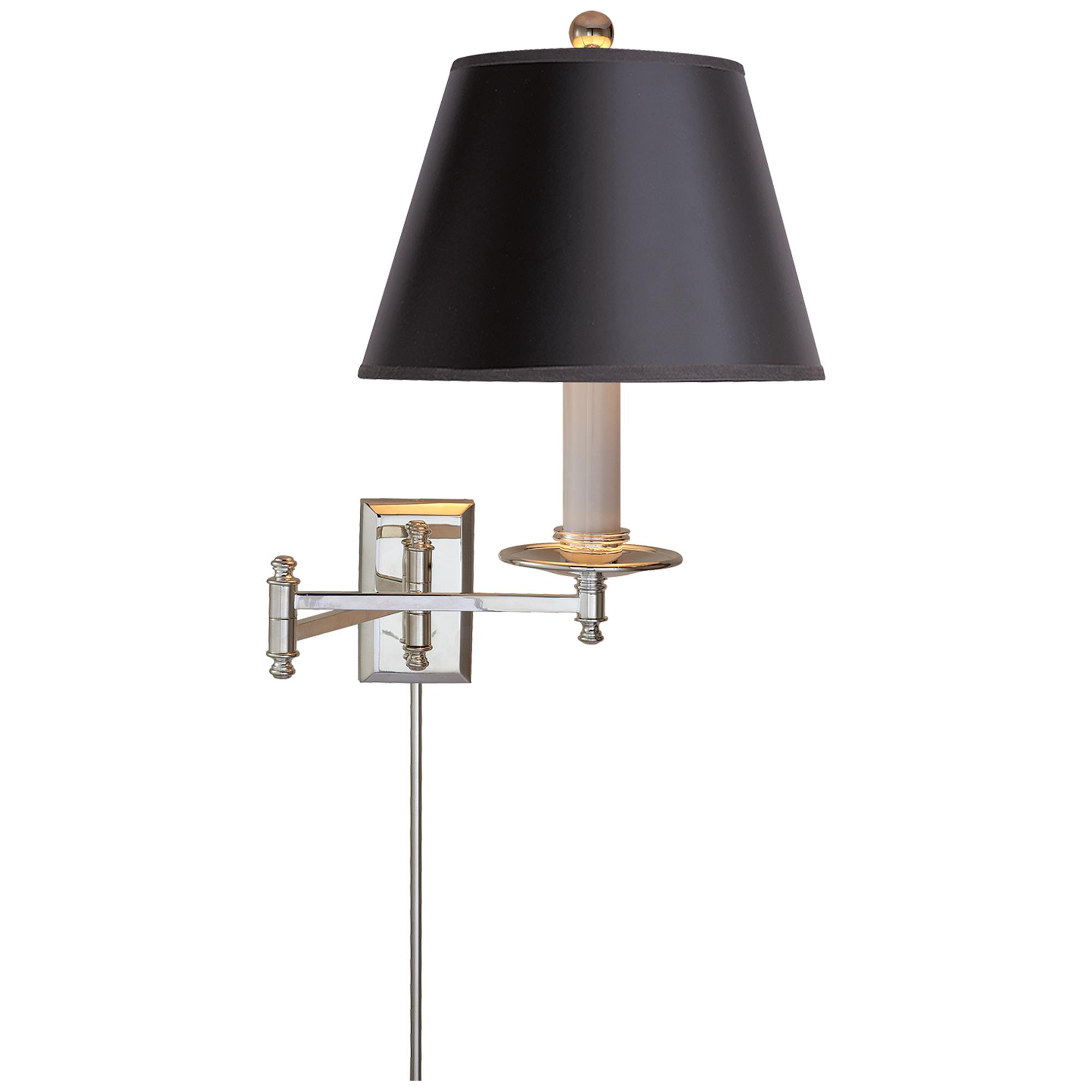 Shown in Polished Nickel finish and Black shade