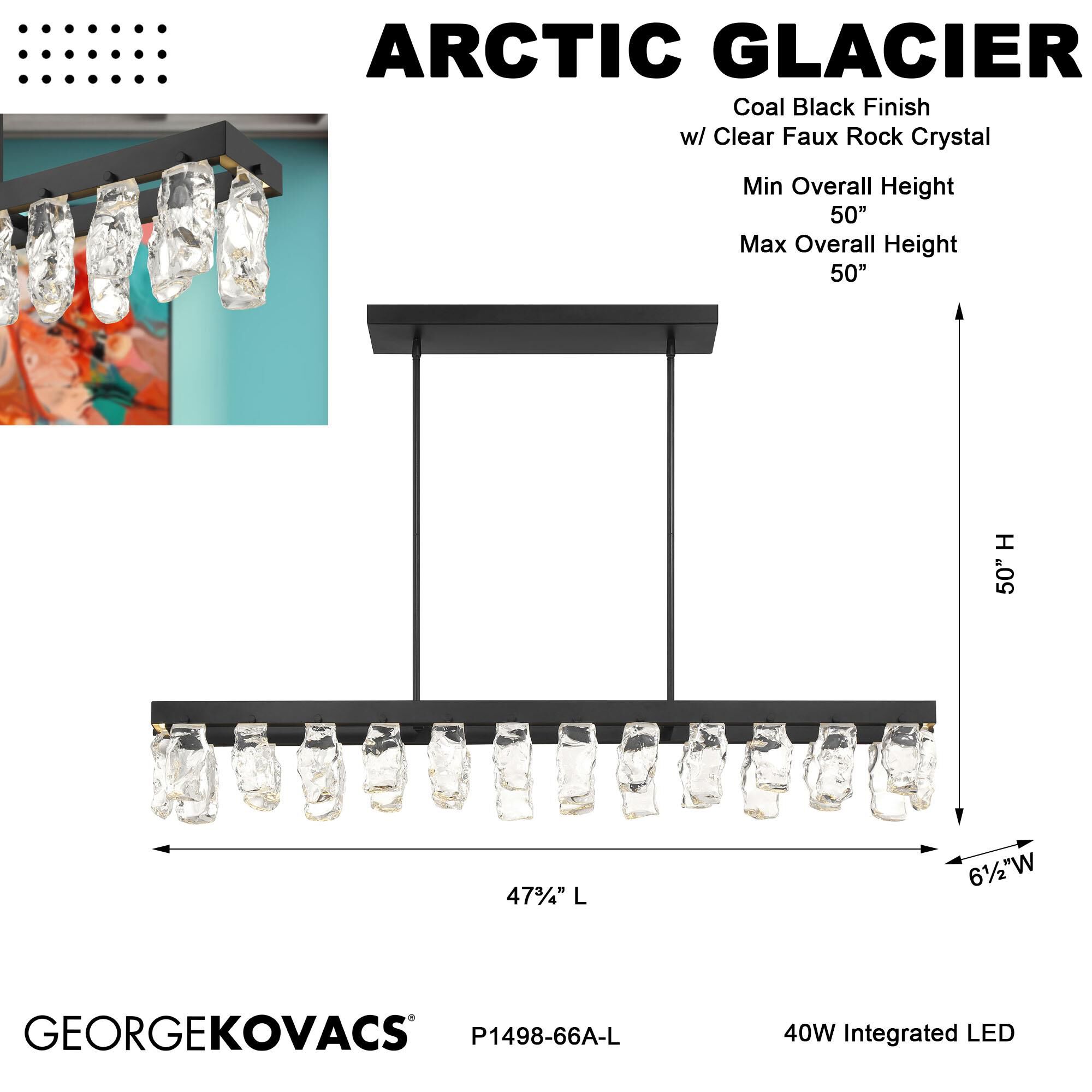 Artic Glacier Linear Suspension Light by Kovacs