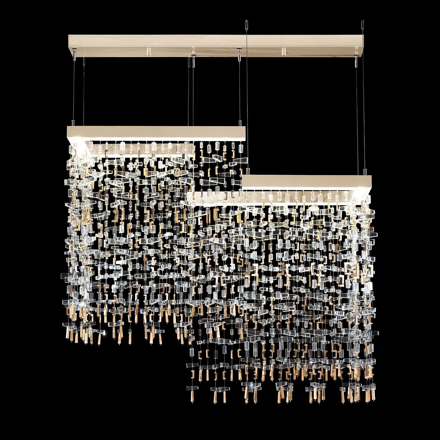 Shown in Gold finish and True crystal and False glass