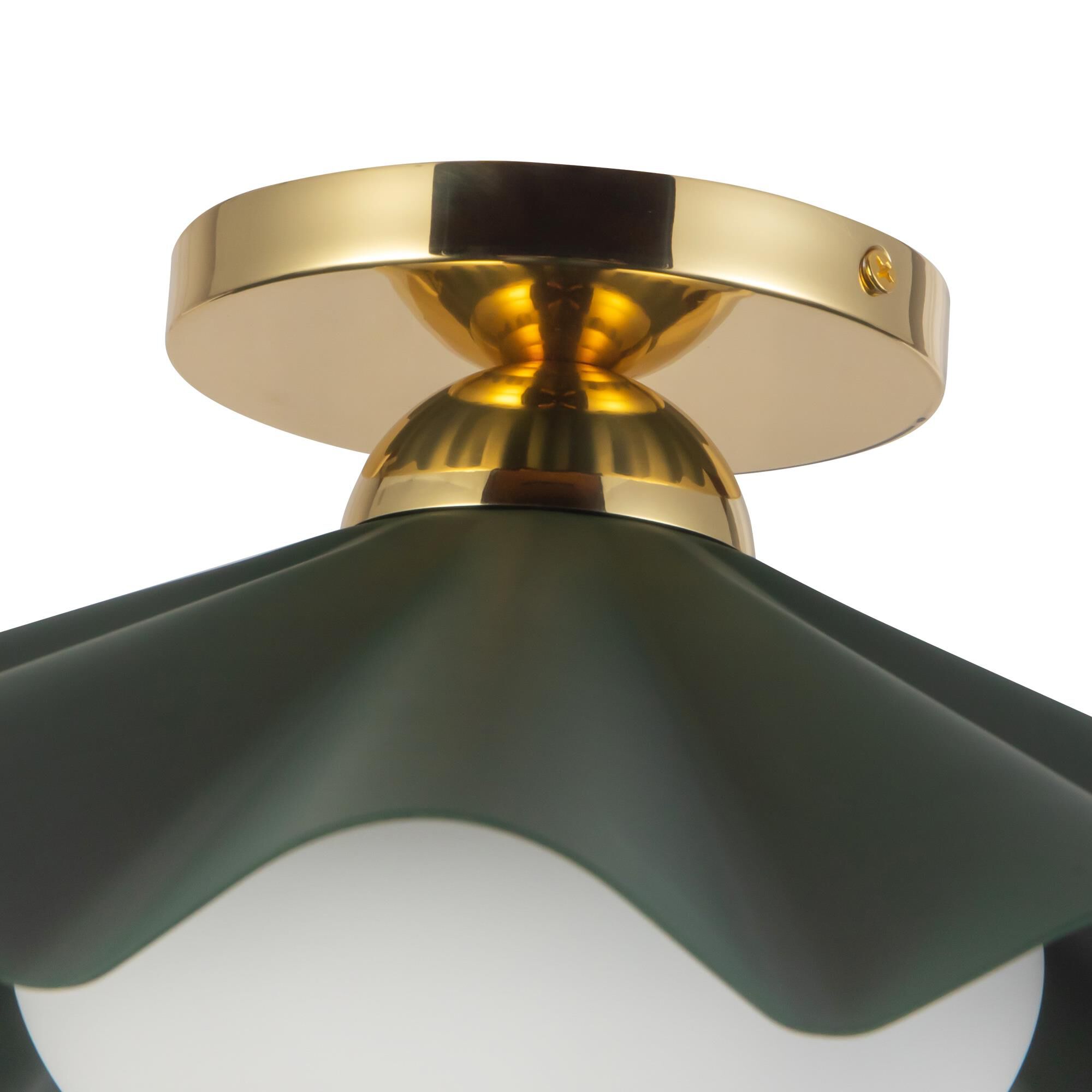 Shown in Pine Green finish and Matte Opal glass
