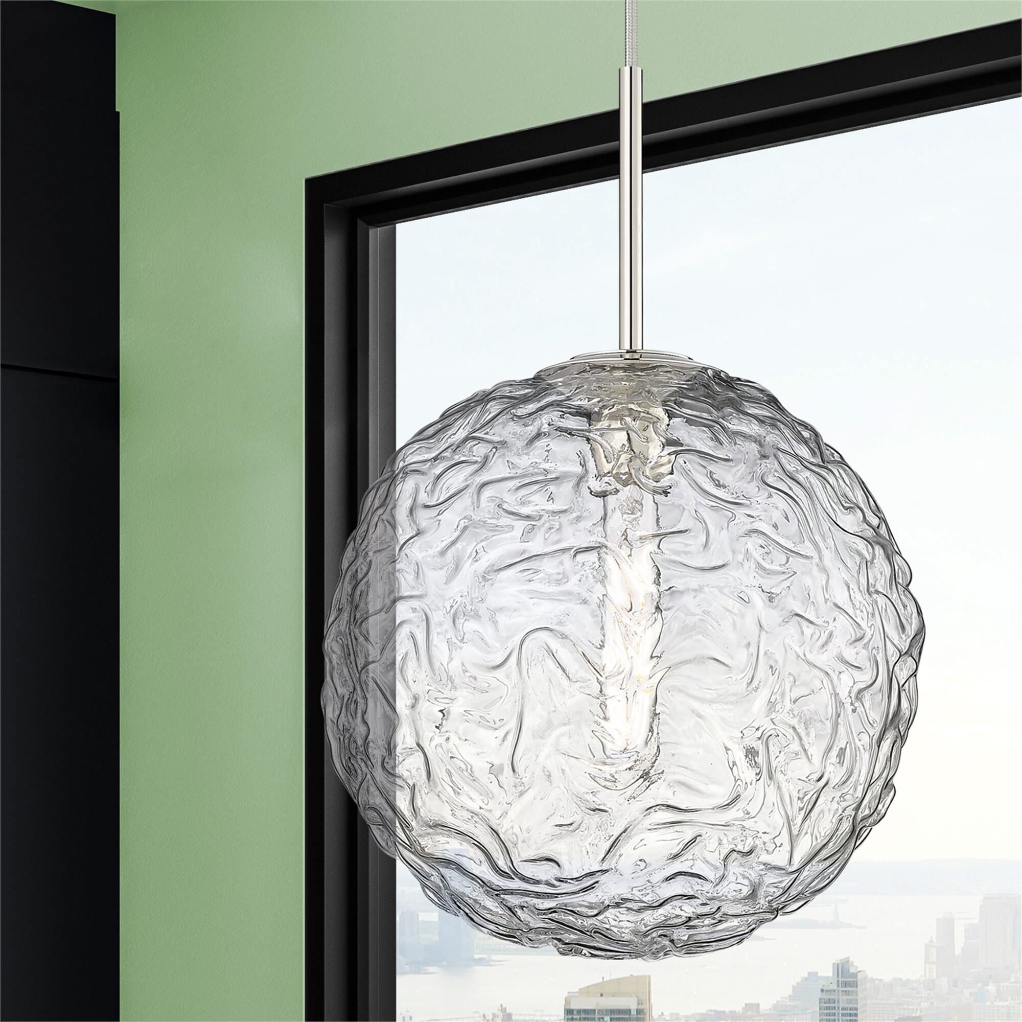 Shown in Polished Nickel finish and Clear shade