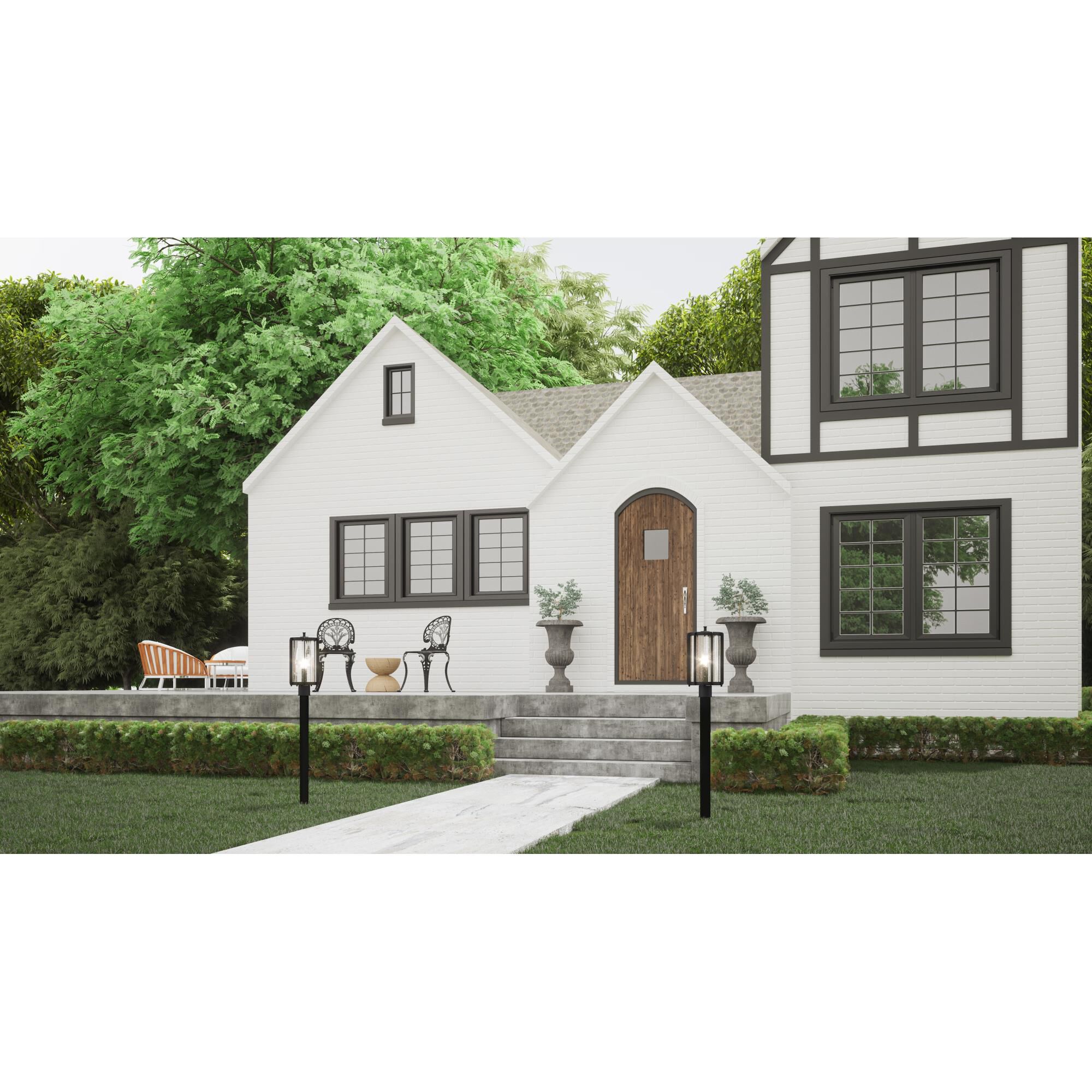 Shown in Earth Black finish and Clear Seeded glass