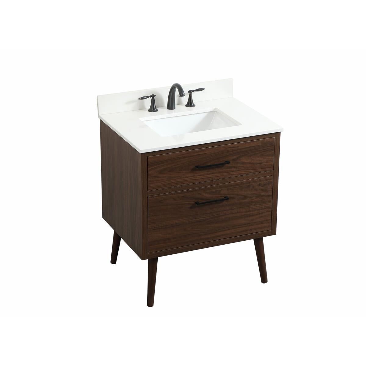 Shown in Walnut finish and With Backsplash accent