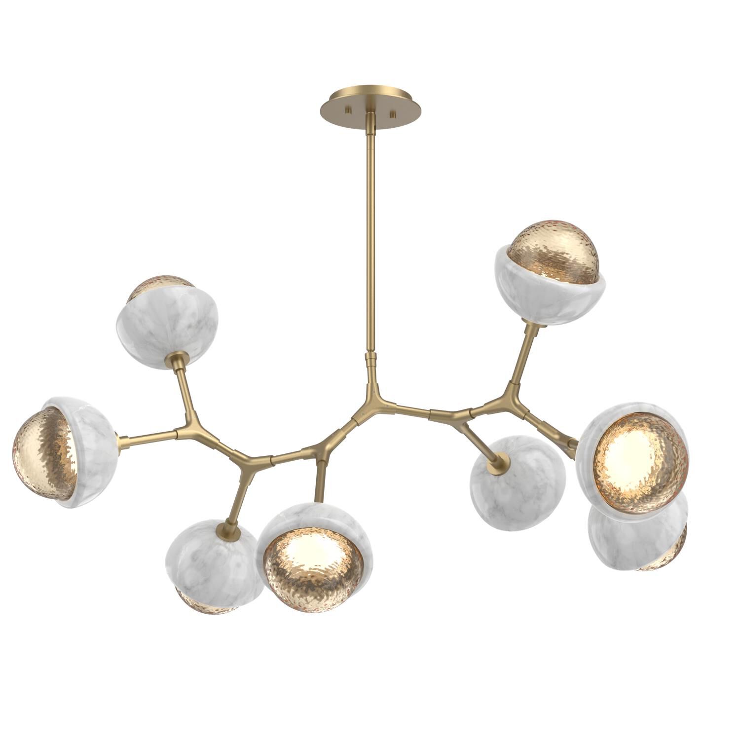 Shown in Novel Brass finish and Amber glass and White Marble accent