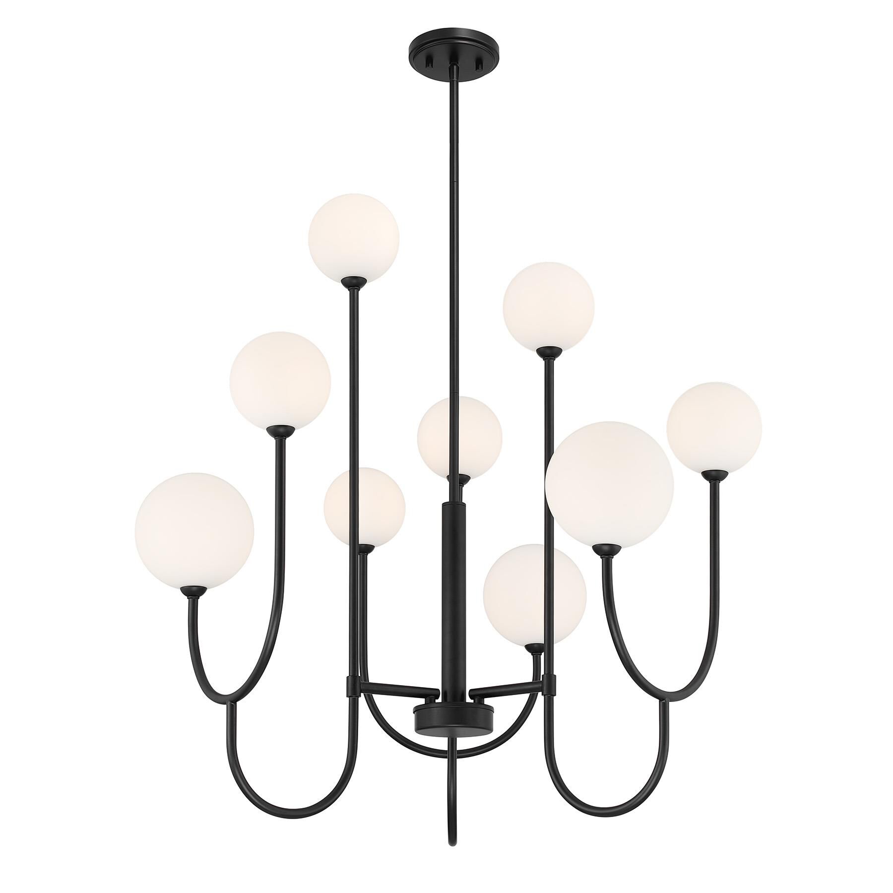 Shown in Matte Black finish and White Opal glass