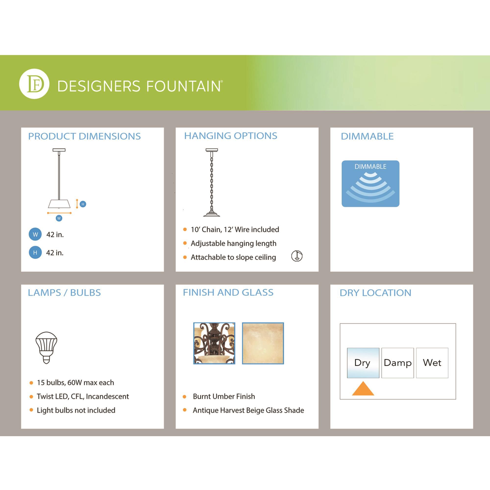 Shown in Burnt Umber finish and Antique Harvest Beige glass