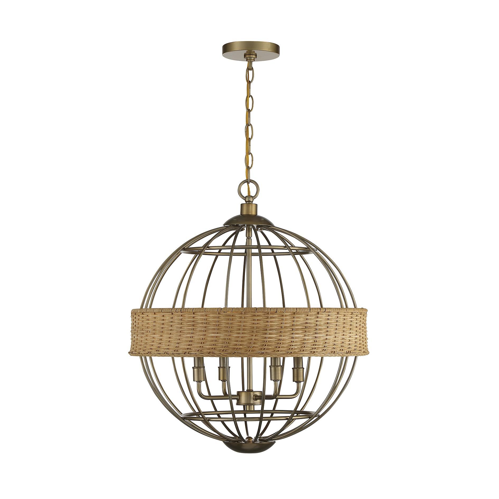 Shown in Warm Brass With Natural Rattan finish