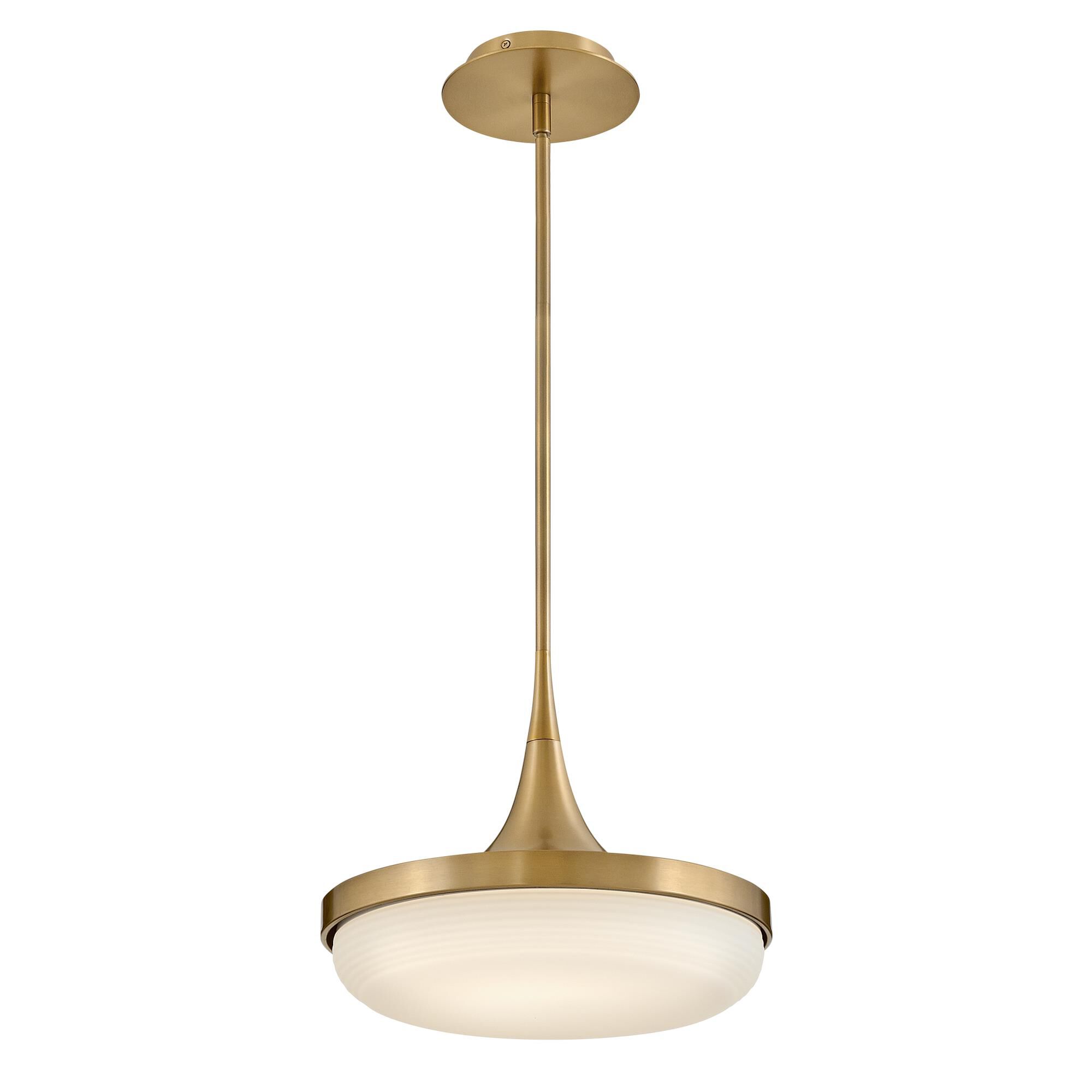 Shown in Lacquered Brass finish and Cased Opal glass