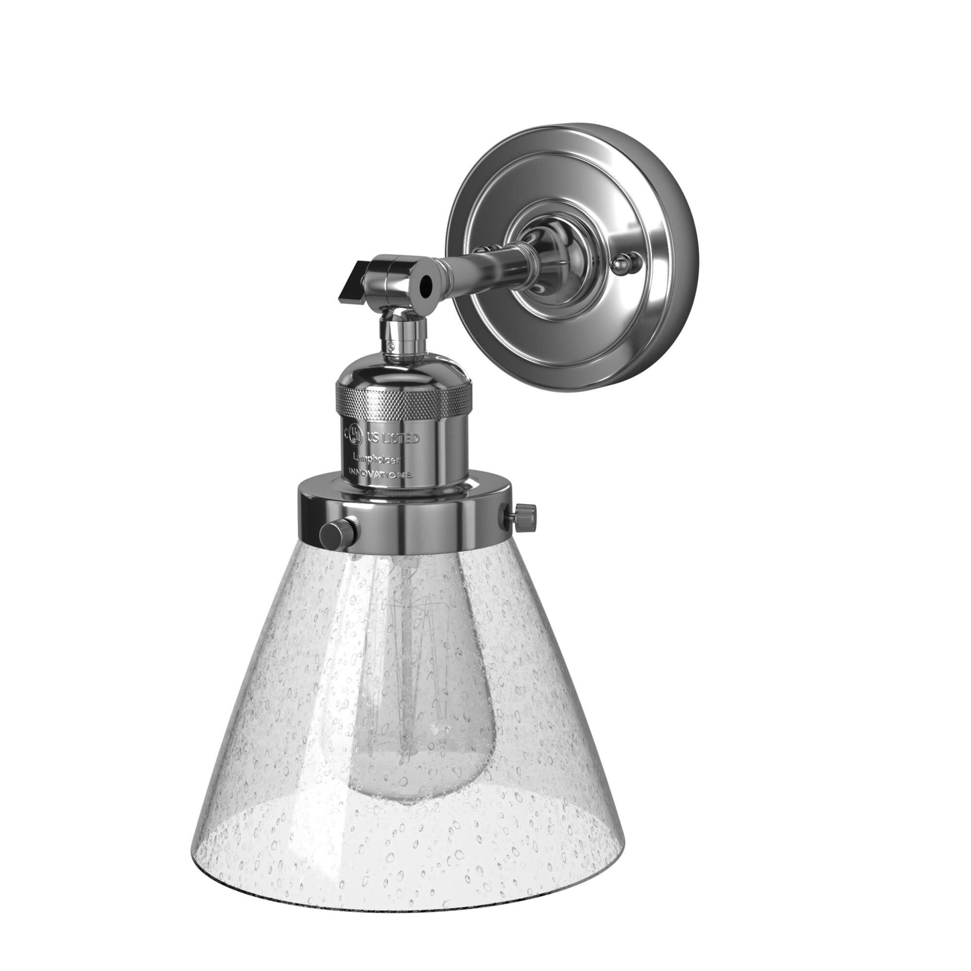 Shown in Polished Chrome finish and Seedy glass