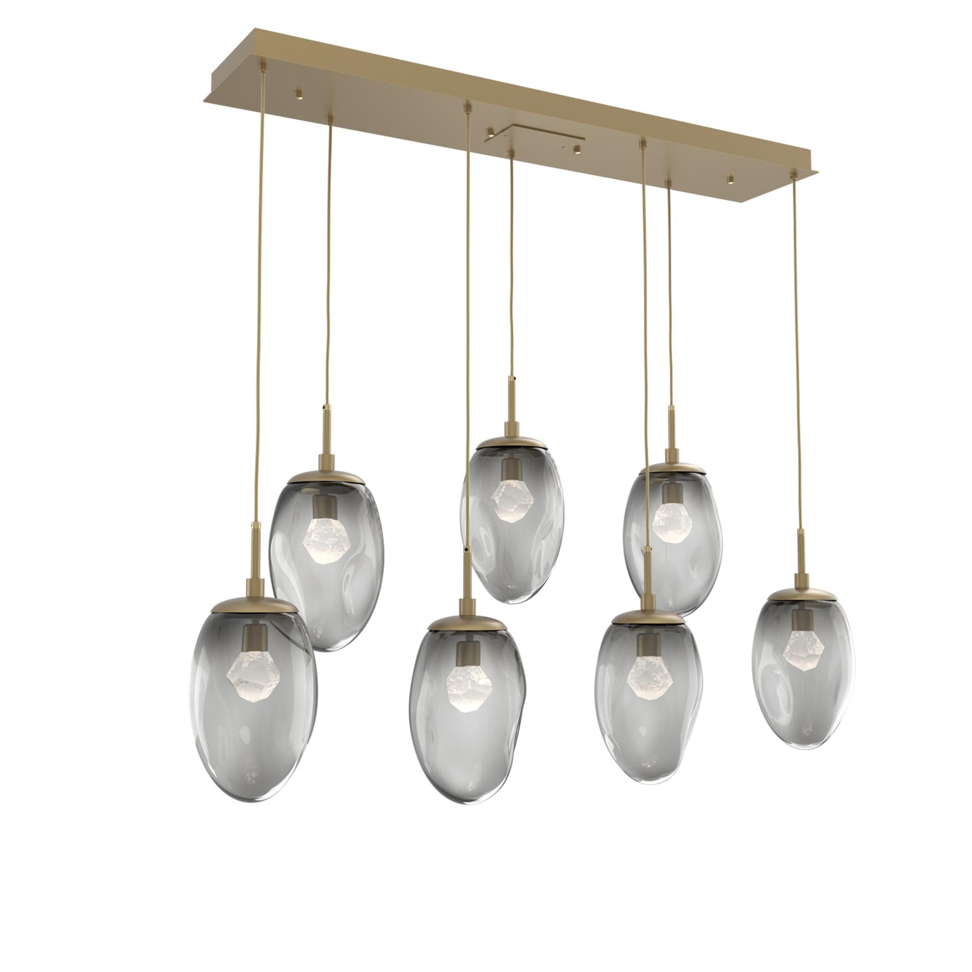 Shown in Gilded Brass finish and Zircon Inner Smoke Outer glass