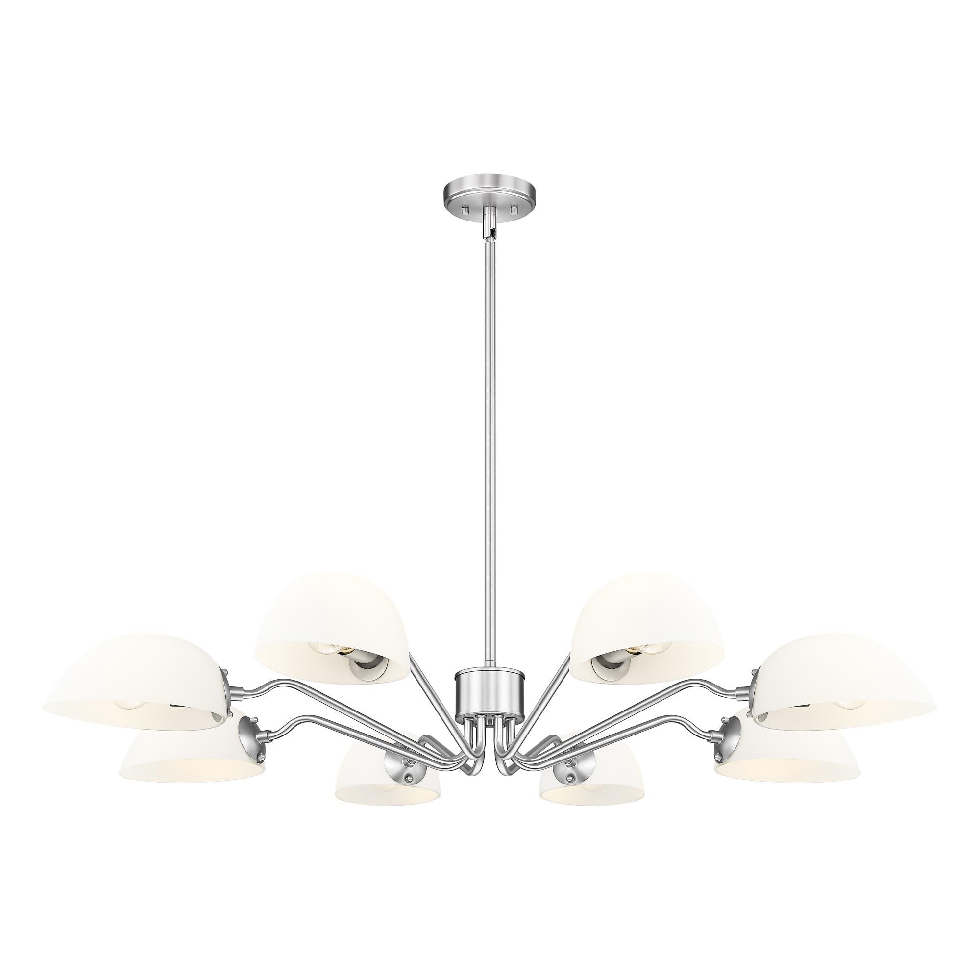 Shown in Brushed Nickel finish and White glass