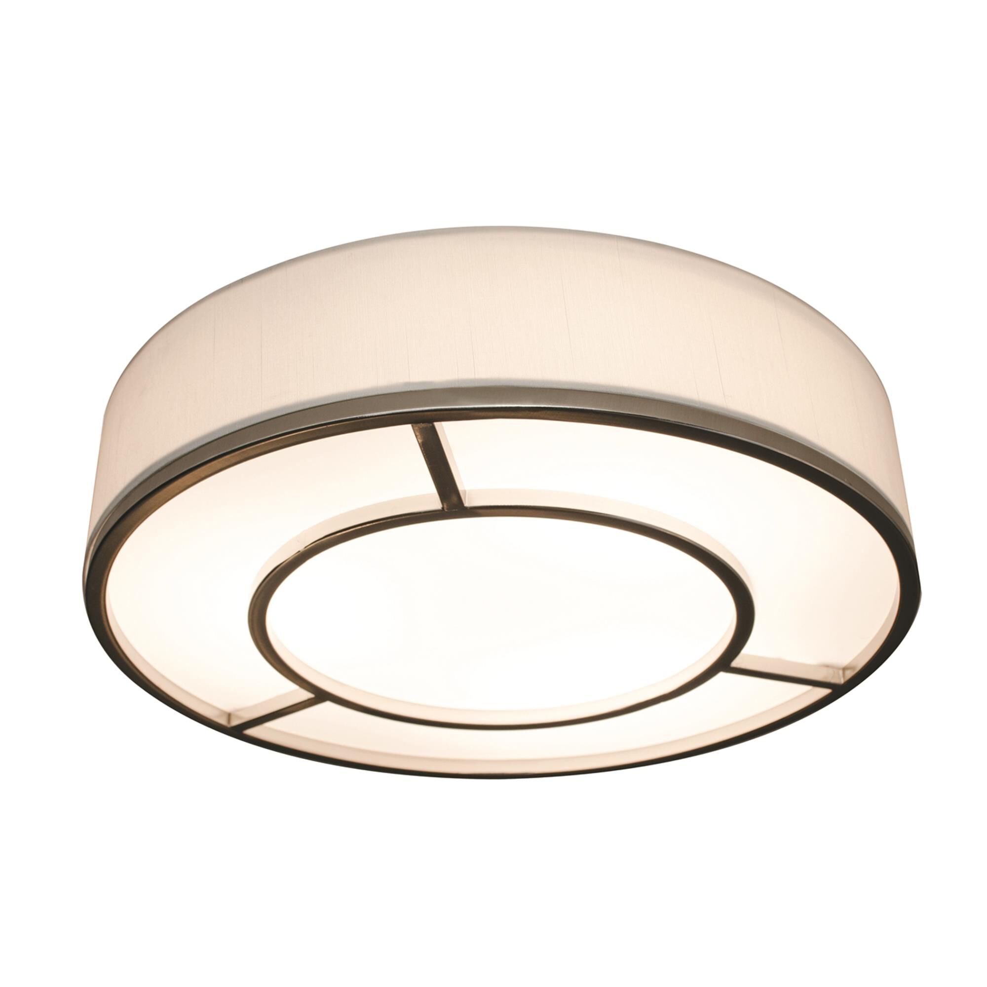 Shown in Satin Nickel finish and White, White Linen, Acrylic shade and No Accent accent