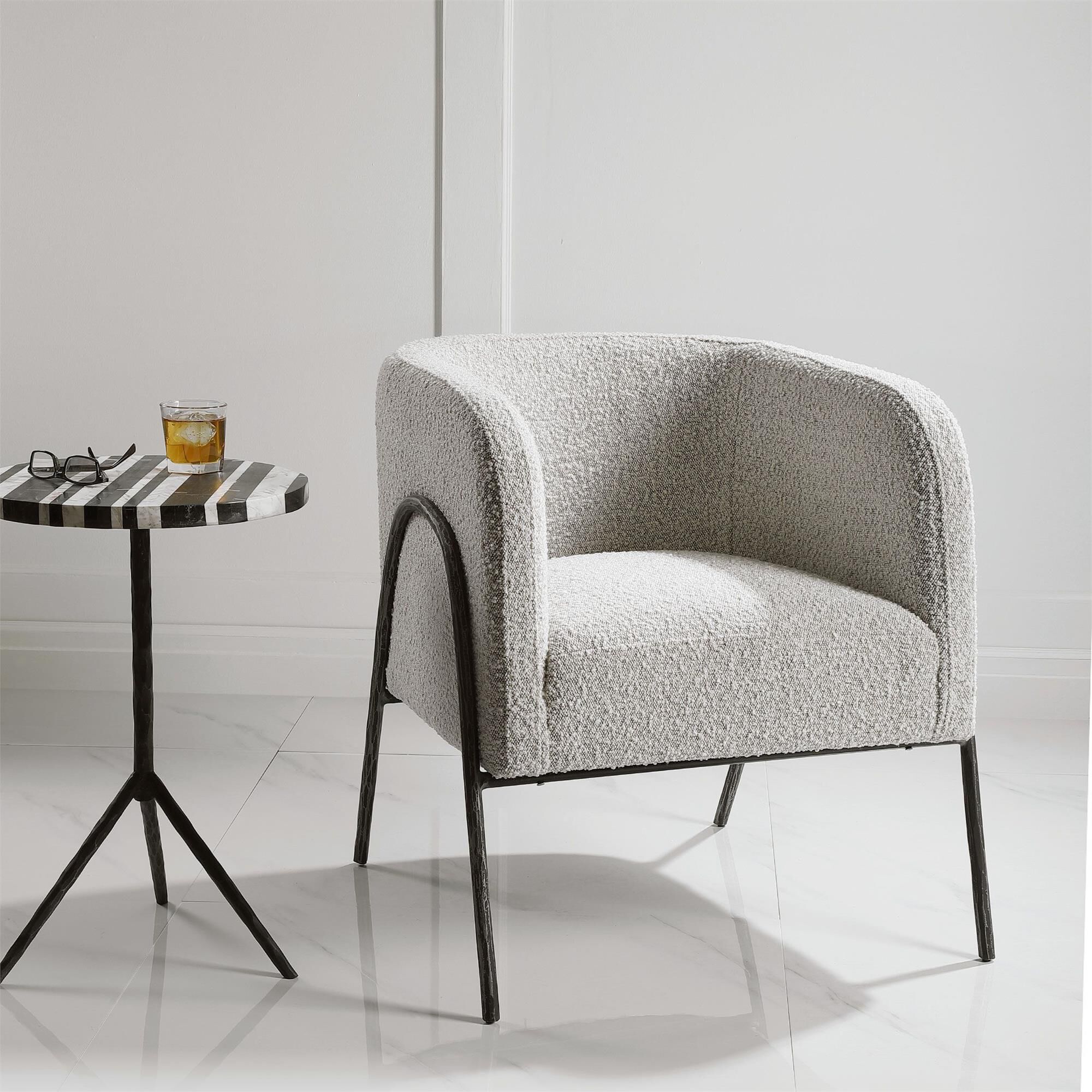 Shown in Inspired By Scandinavian Designs, This Barrel Back Style Chair Showcases Elegant Curved Lines With A finish