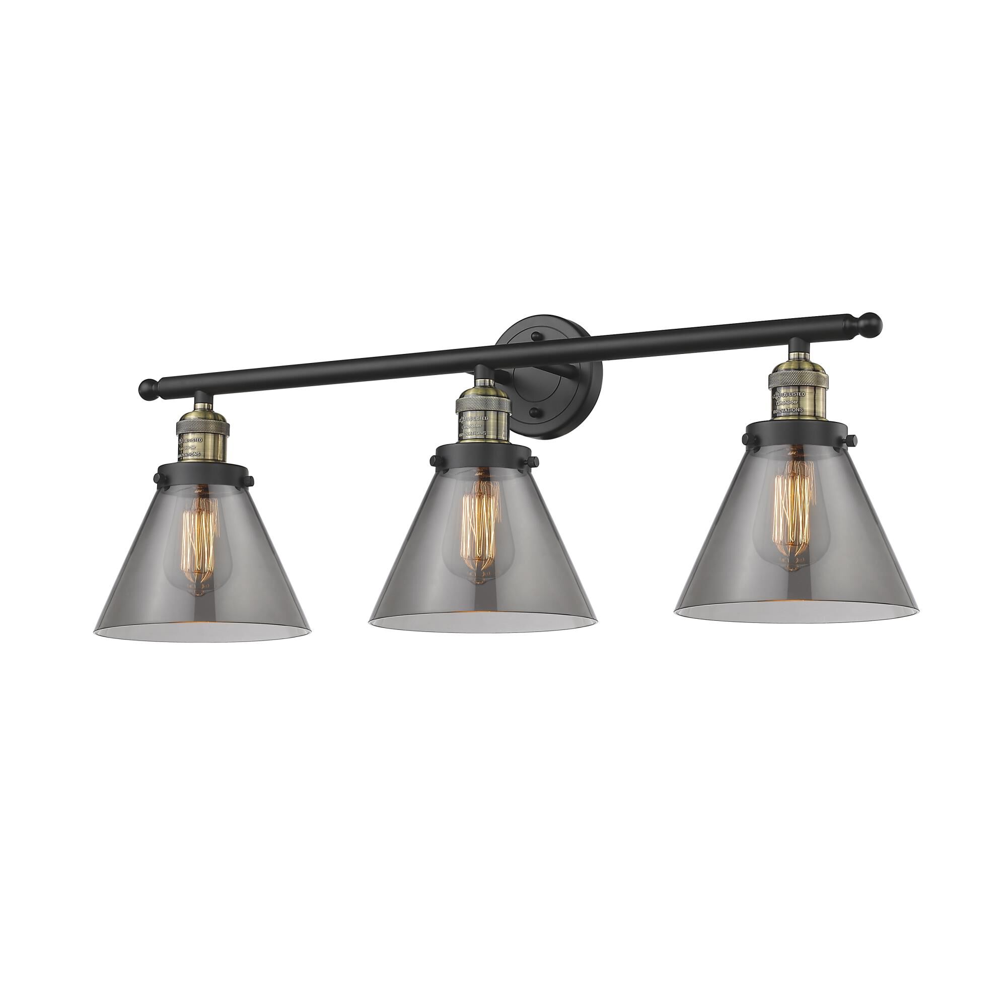 Bruno Marashlian Large Cone 32 Inch 3 Light Bath Vanity Light by Innovations Lighting