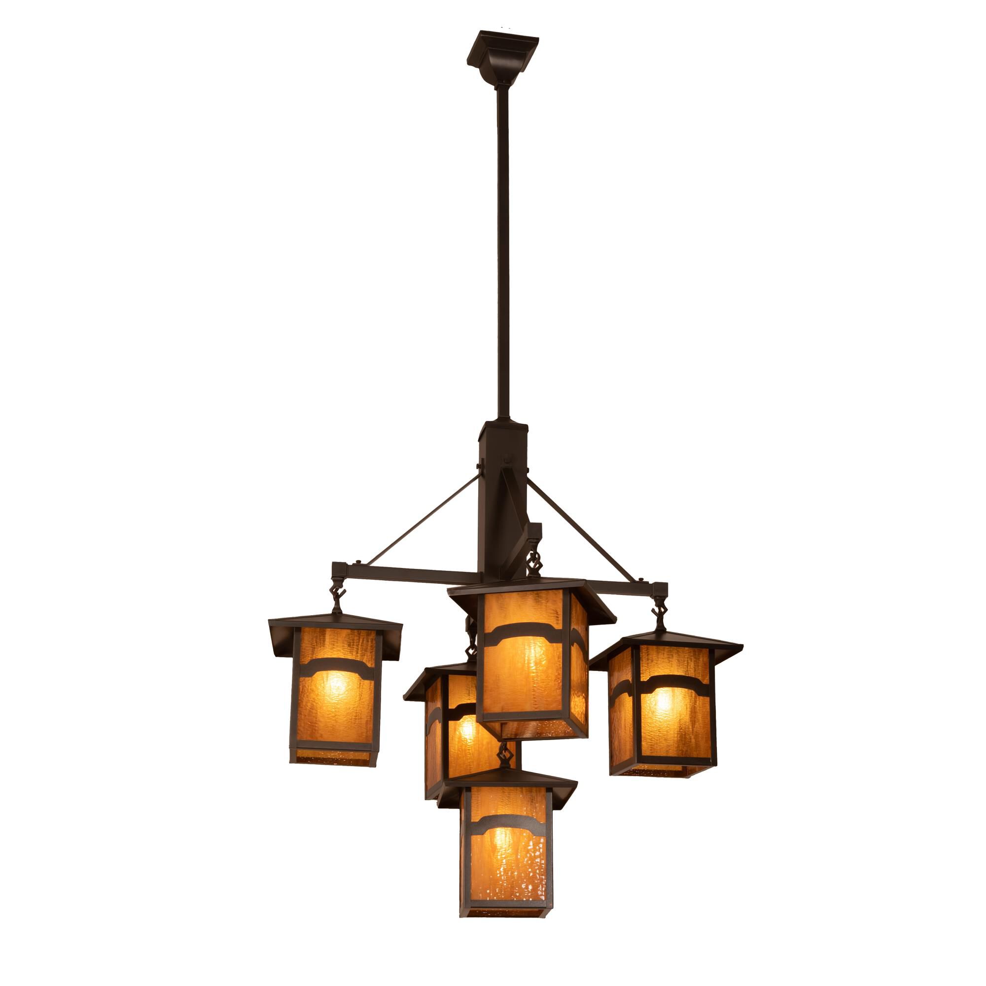 Shown in Craftsman Brown Finish finish and Beige glass