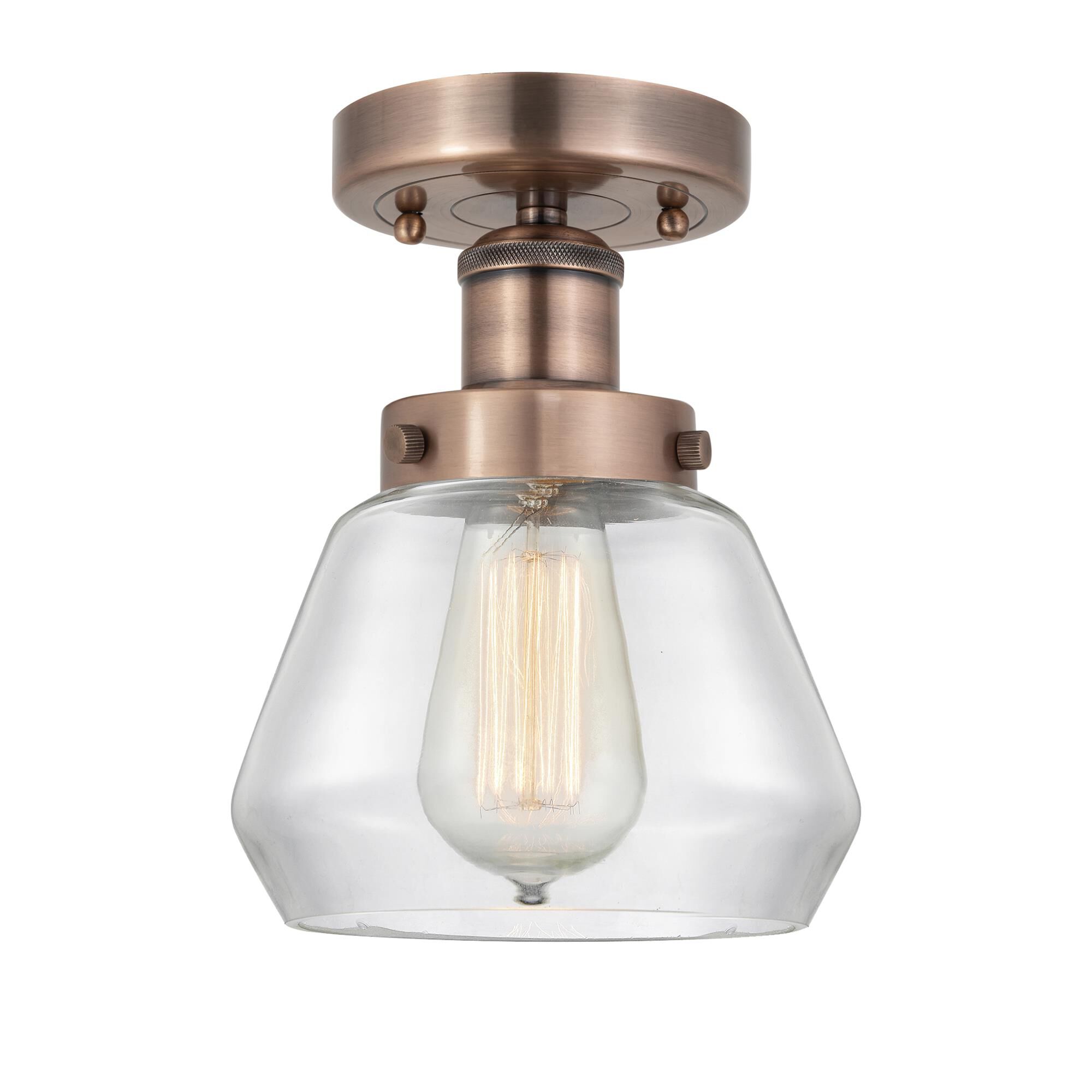Shown in Antique Copper finish and Clear glass