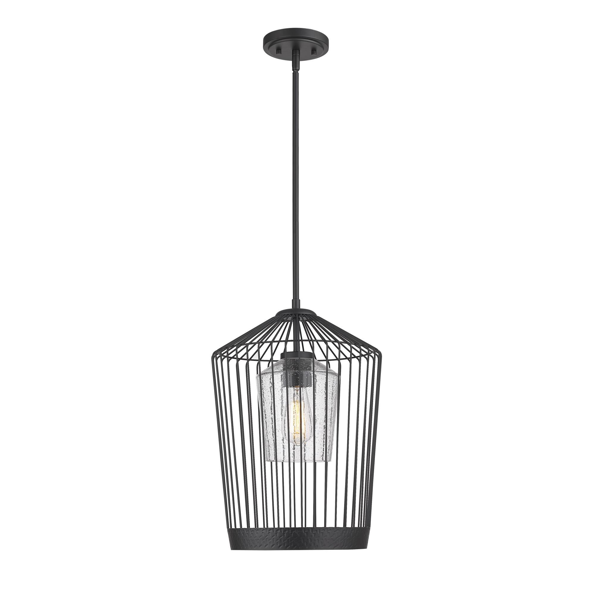 Shown in Matte Black finish and Glass shade