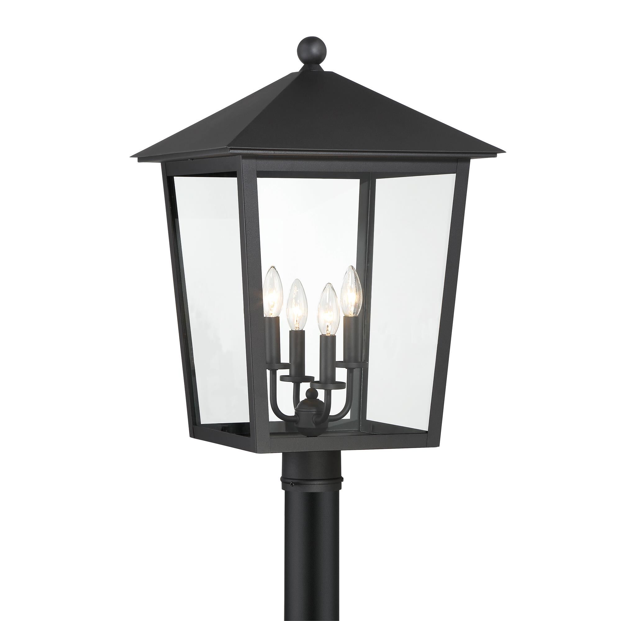 Shown in Sand Coal finish and Clear glass and Glass shade