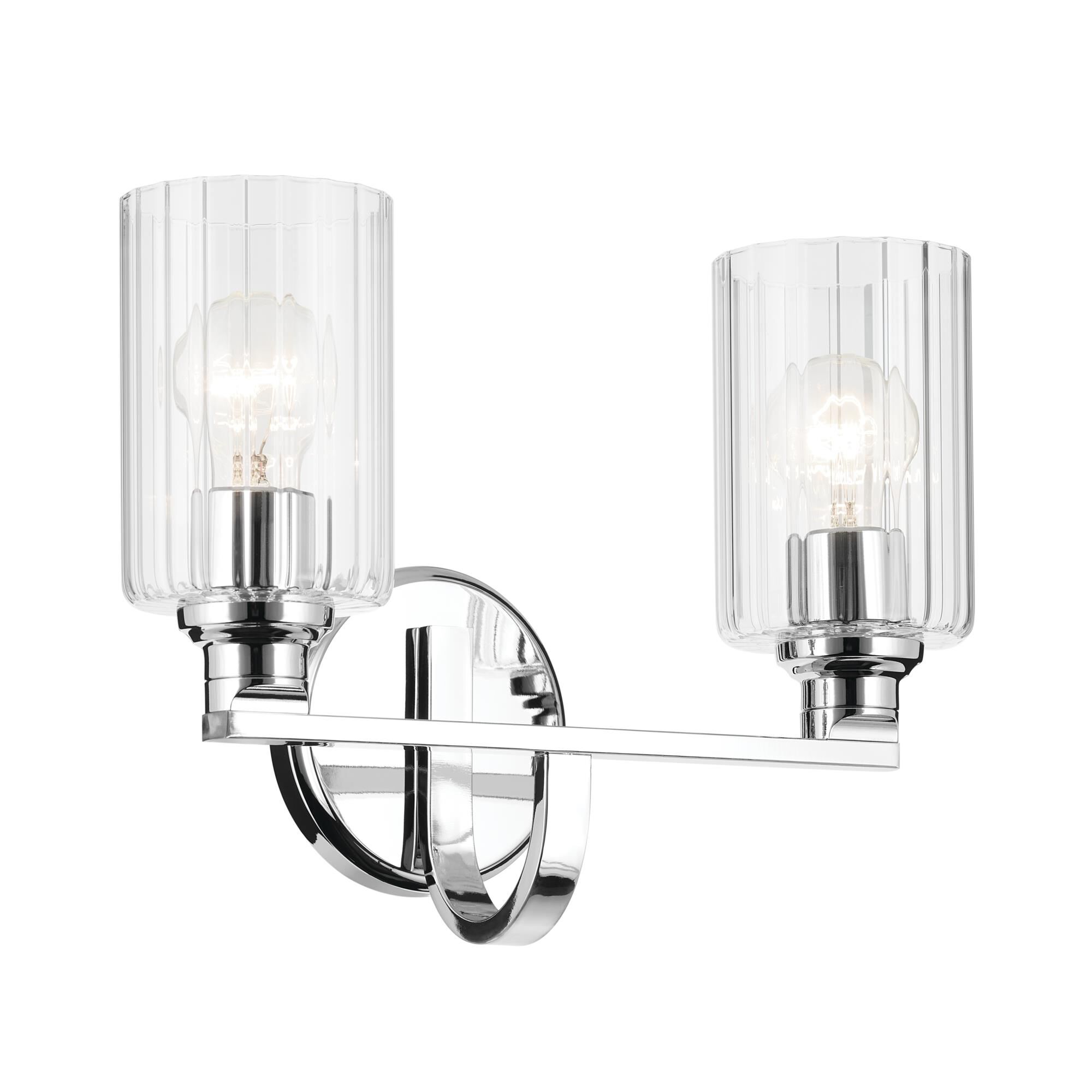 Shown in Chrome finish and Clear Fluted glass