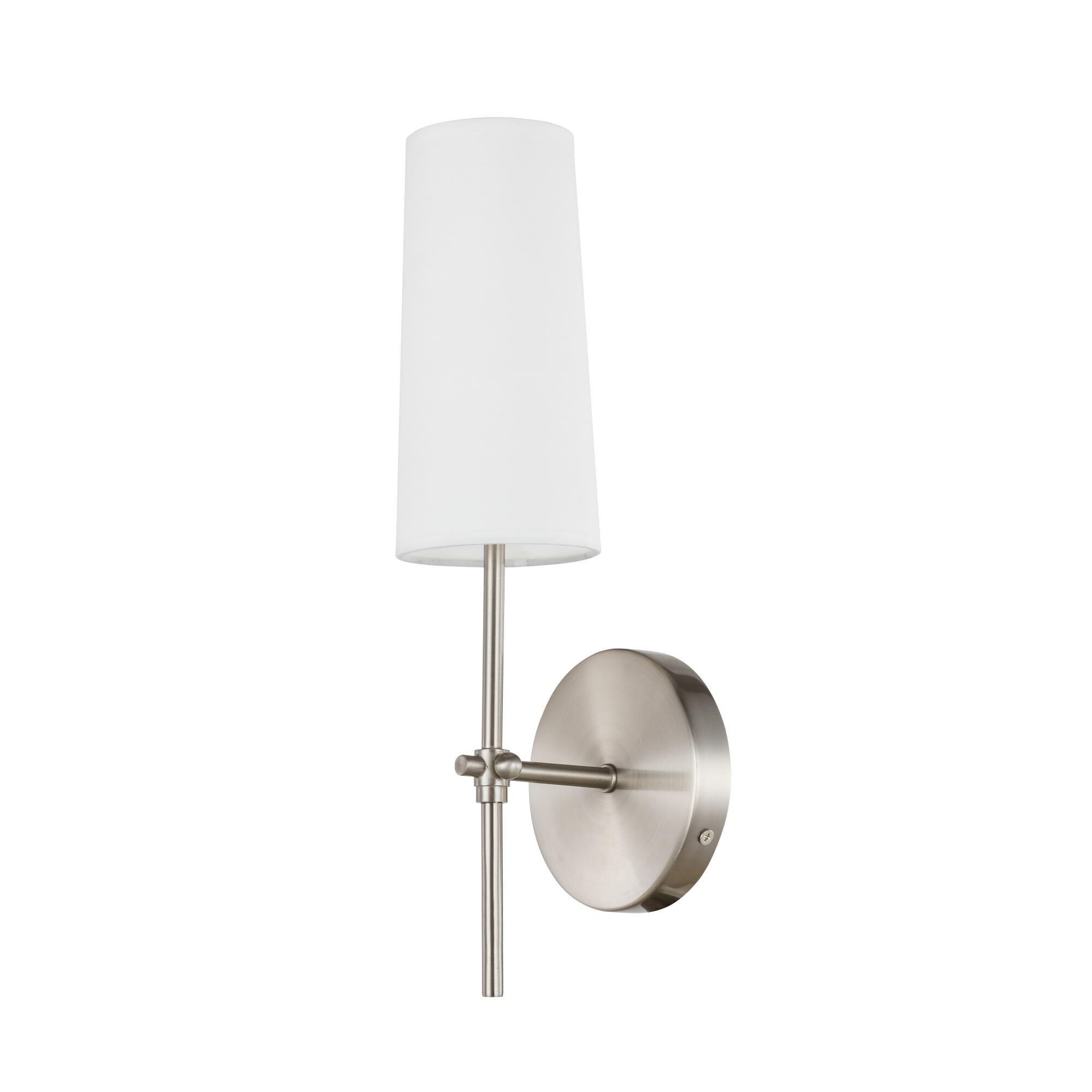 Shown in Burnished Nickel finish and White Fabric shade