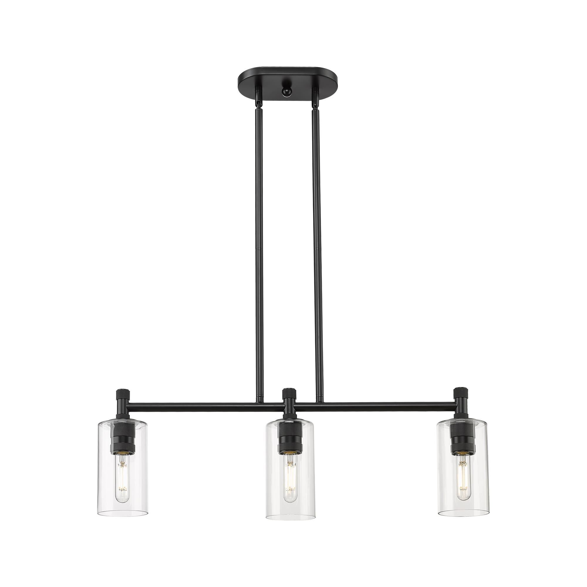 Shown in Matte Black finish and Clear glass and Clear Glass shade