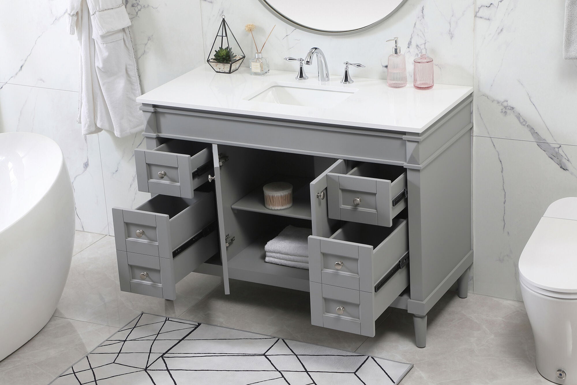 Shown in Grey finish and No Backsplash accent