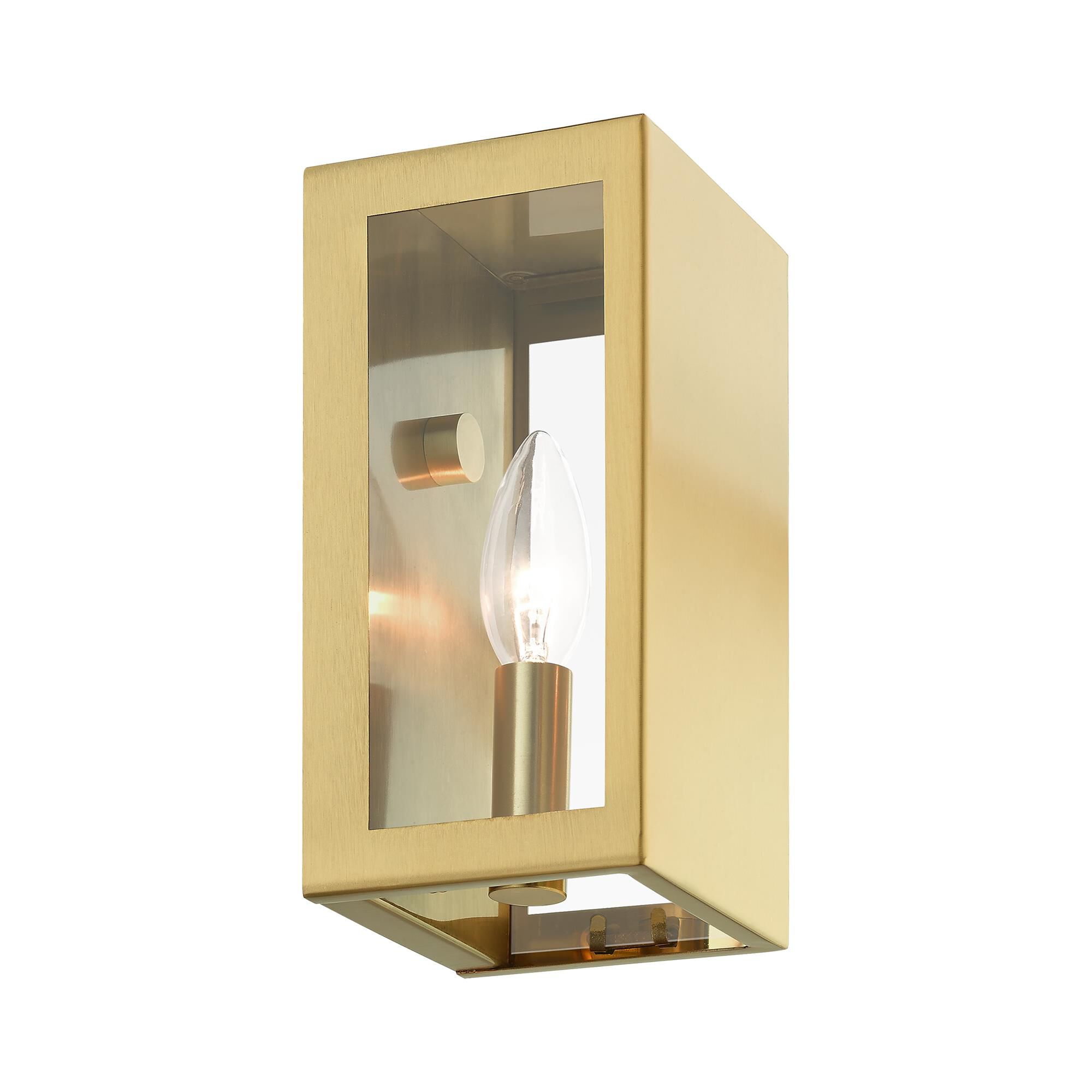 Shown in Satin Gold finish and Clear glass
