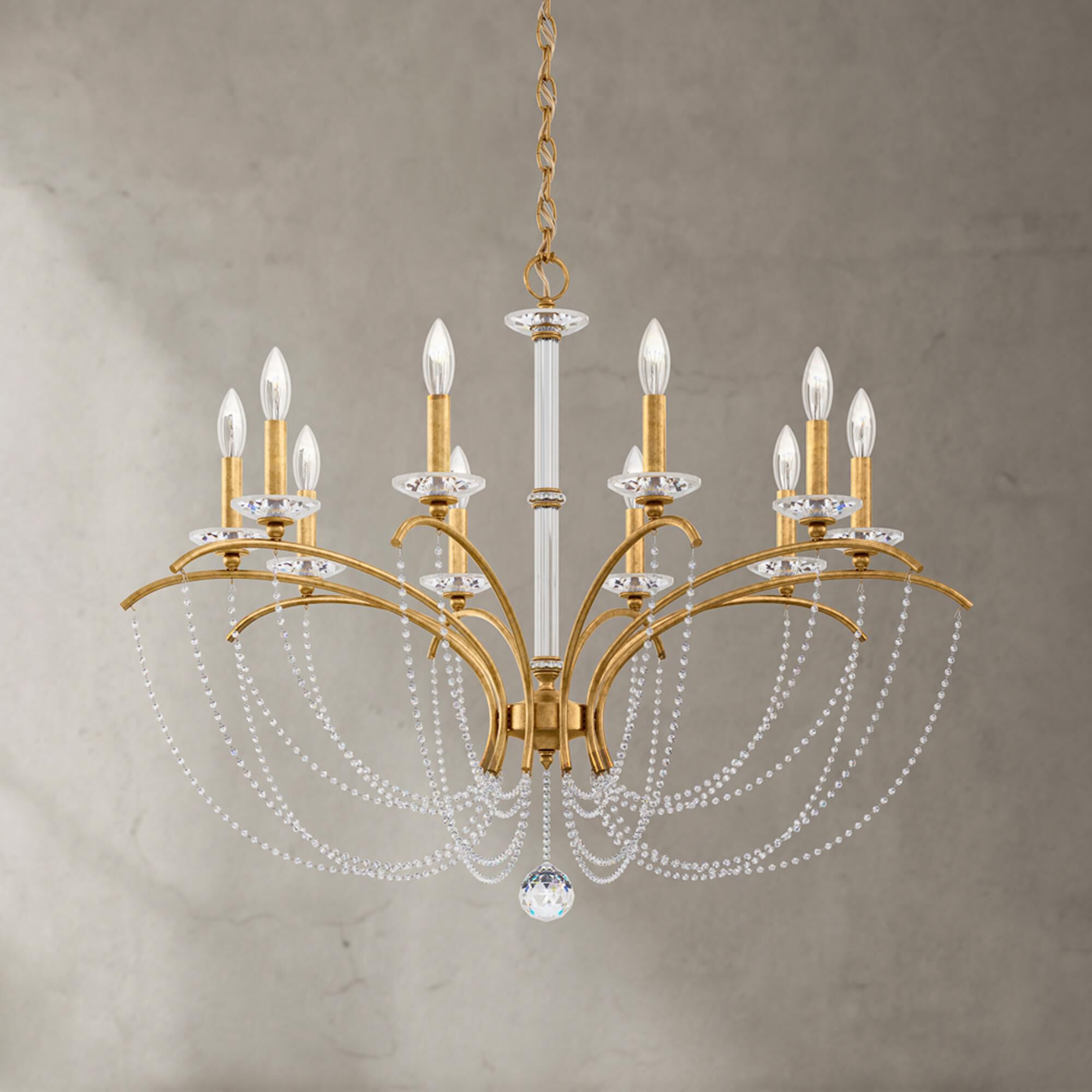 Shown in Heirloom Gold finish and Clear Optic crystal