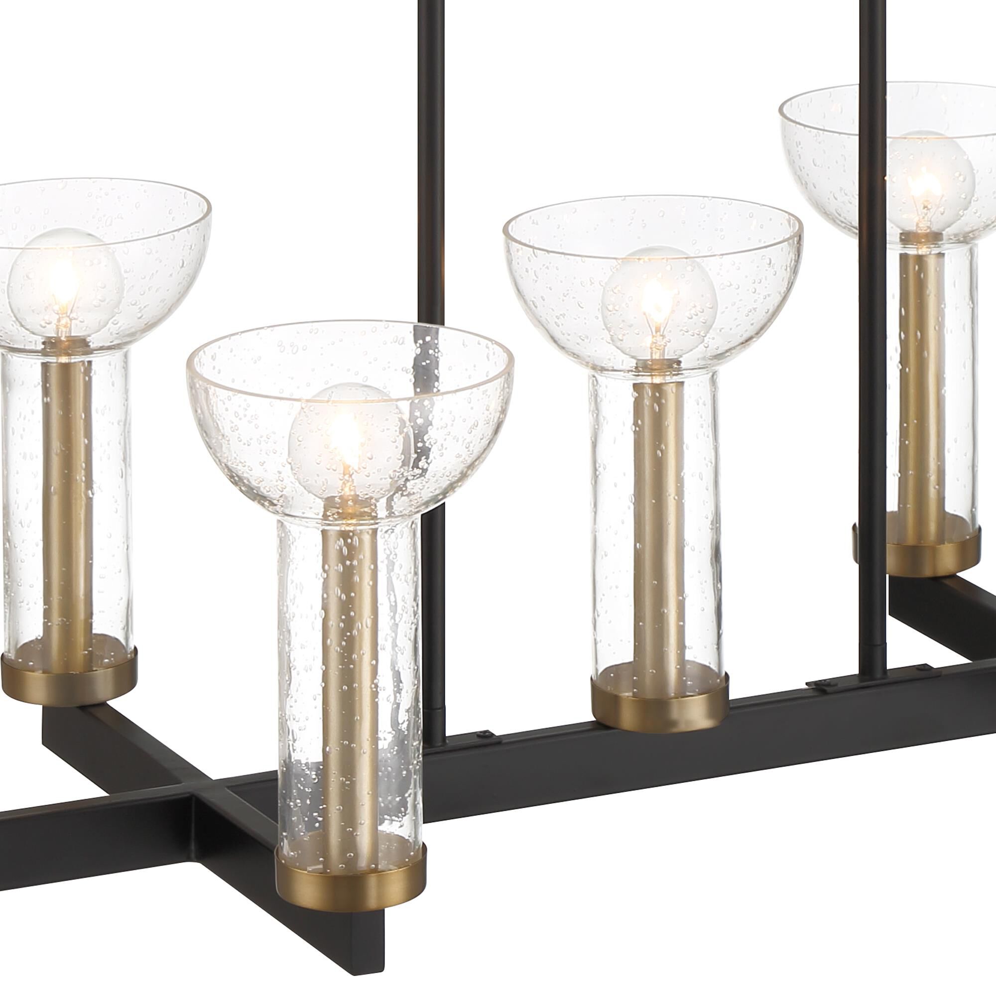 Shown in Matte Black finish and Clear Seedy glass