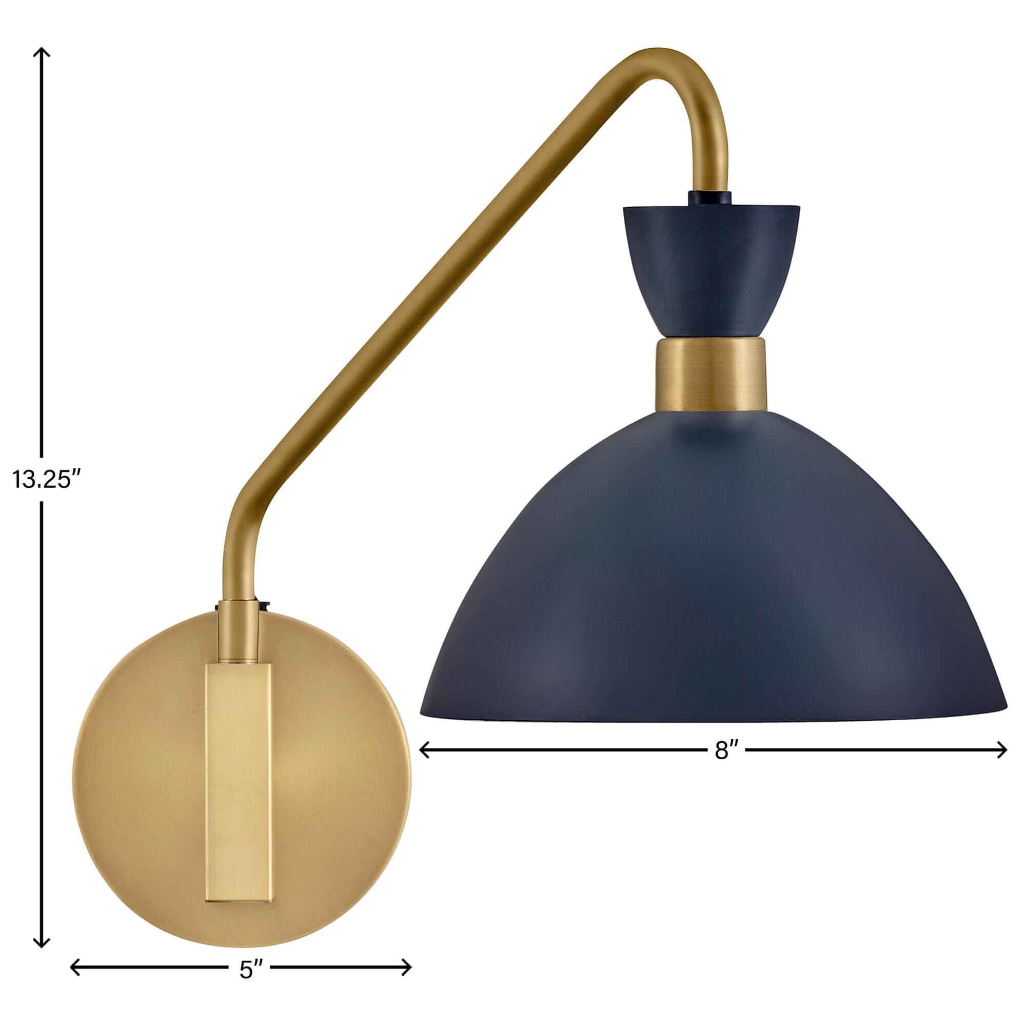 Shown in Matte Navy finish and Heritage Brass accent