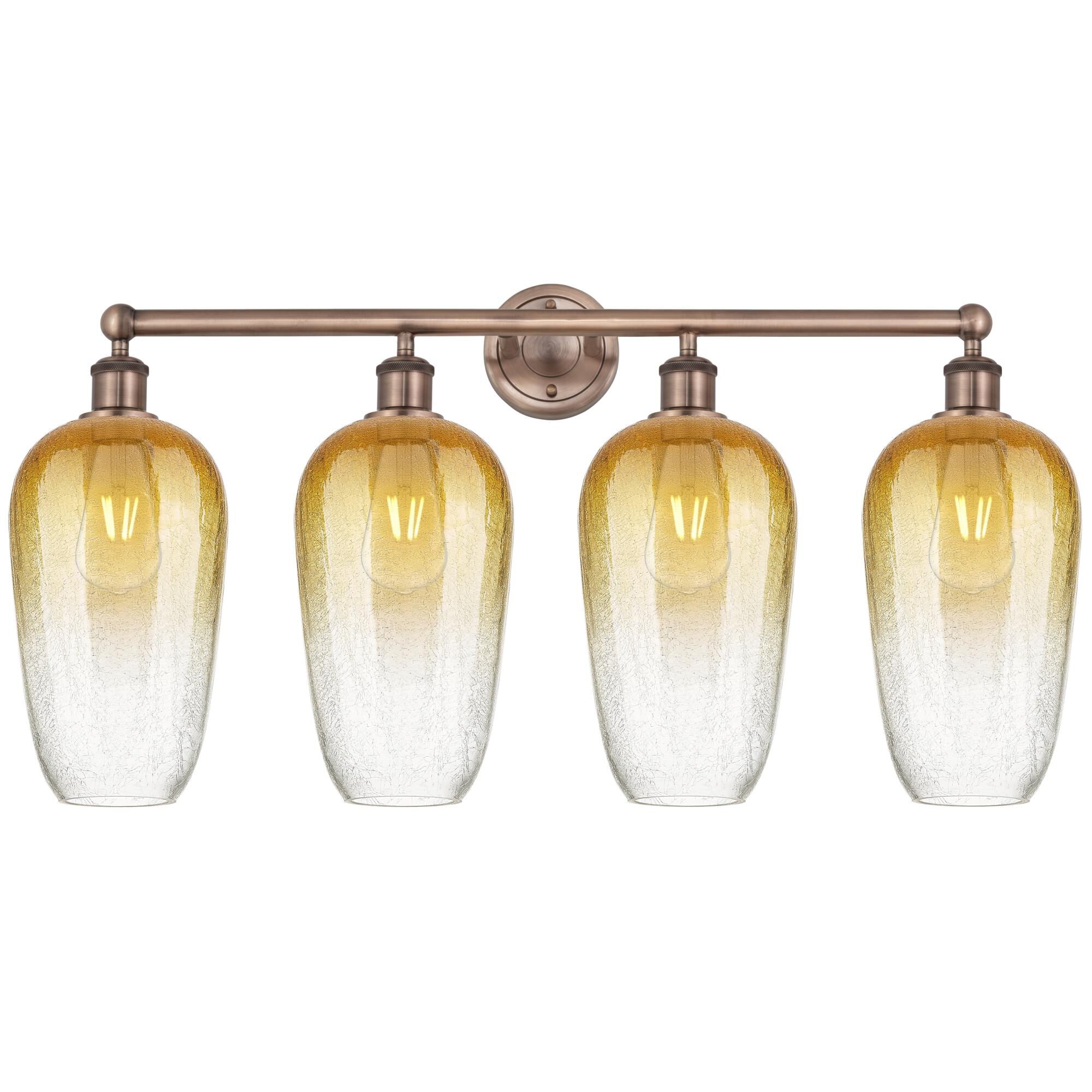 Shown in Antique Copper finish and Amber glass