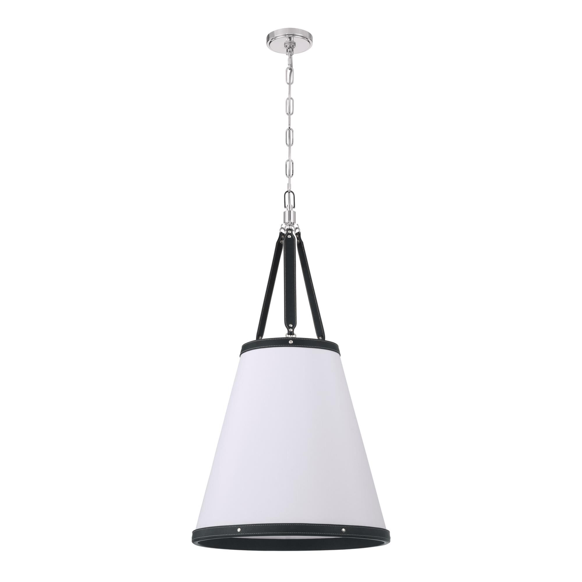Shown in Polished Nickel finish and Fabric glass and Fabric shade